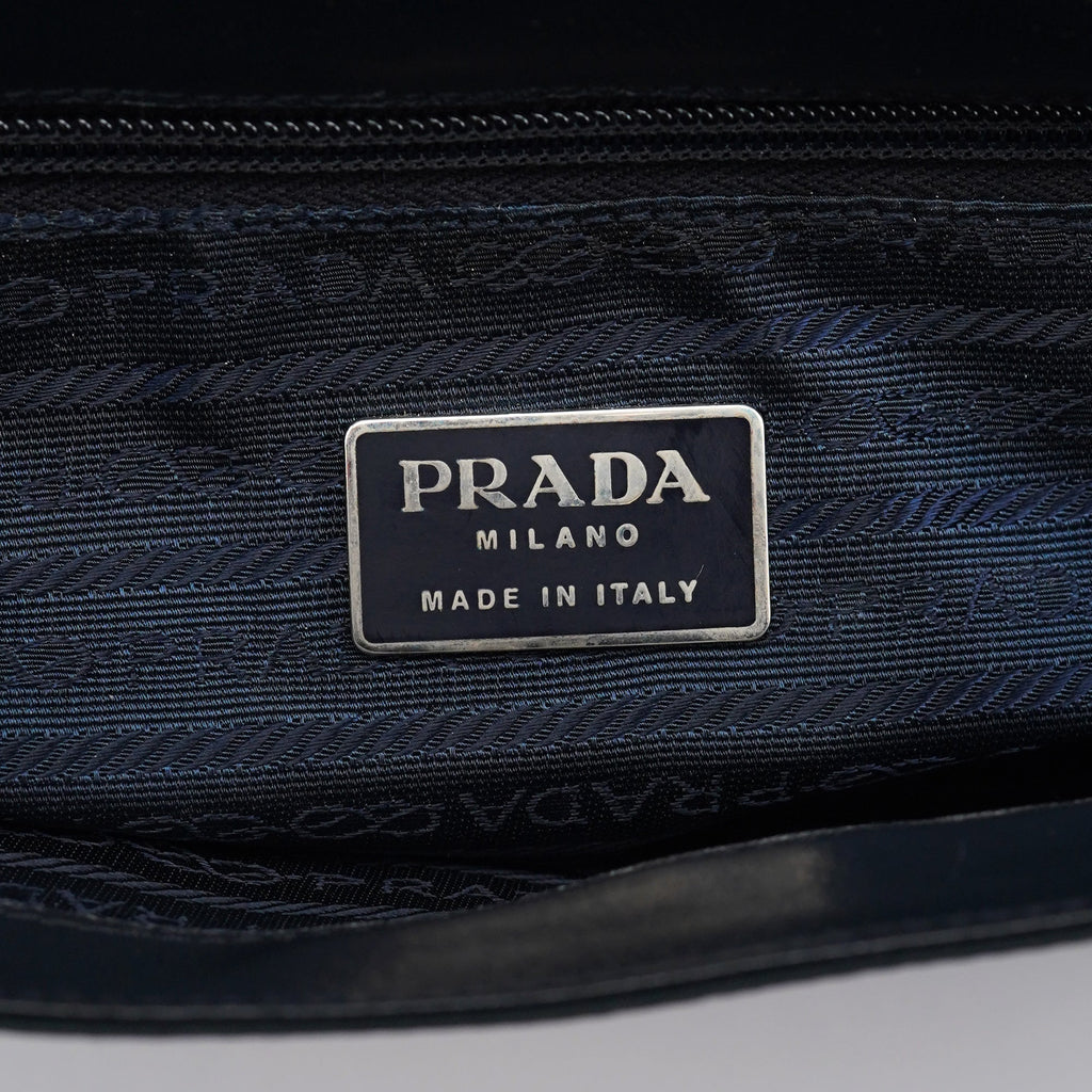 Navy Tessuto Nappa Top Handle Bag