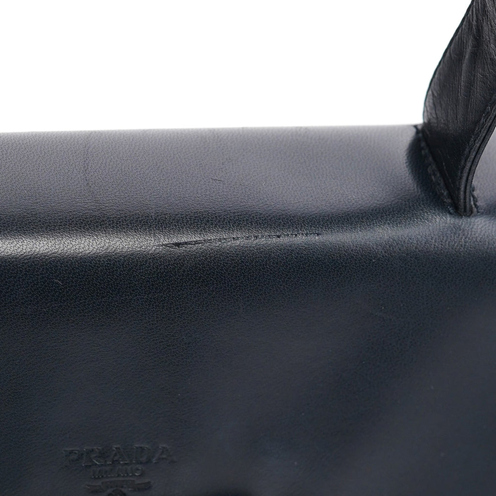 Navy Tessuto Nappa Top Handle Bag