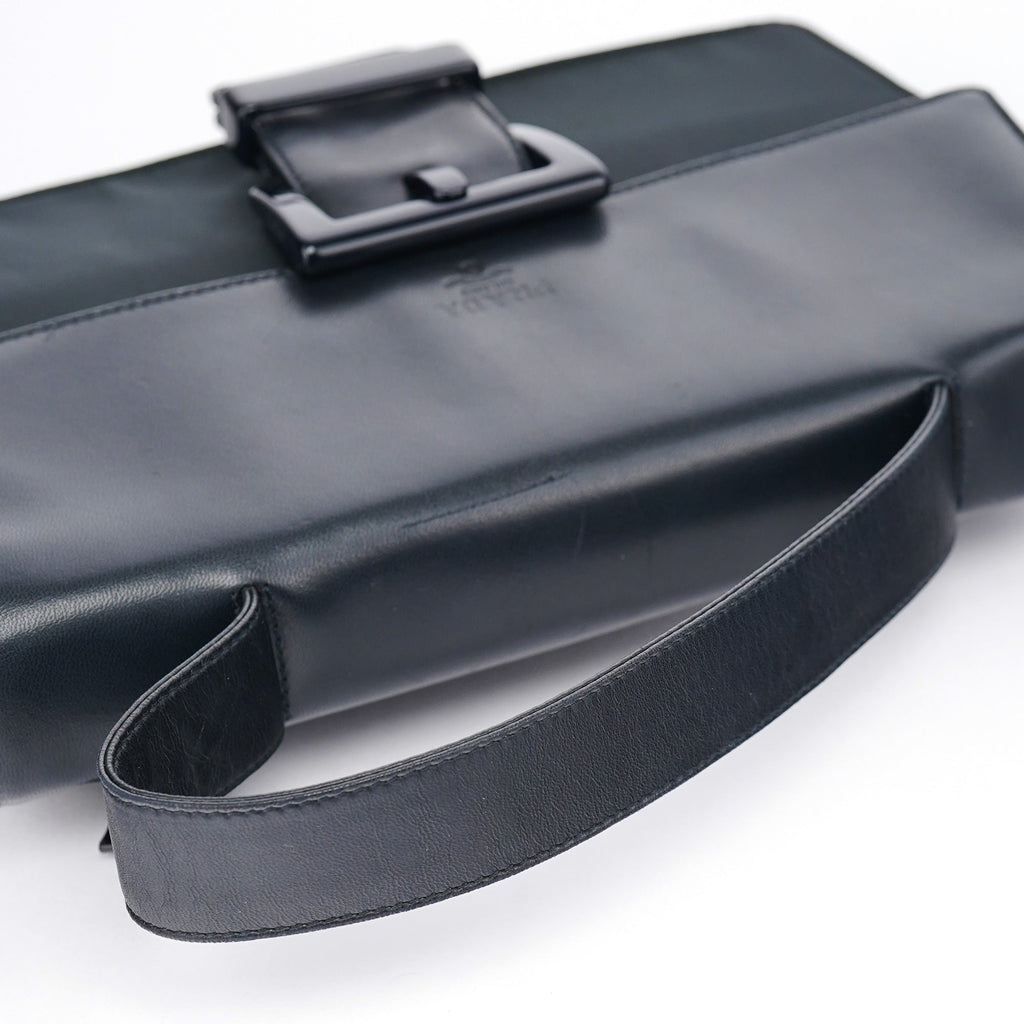Navy Tessuto Nappa Top Handle Bag