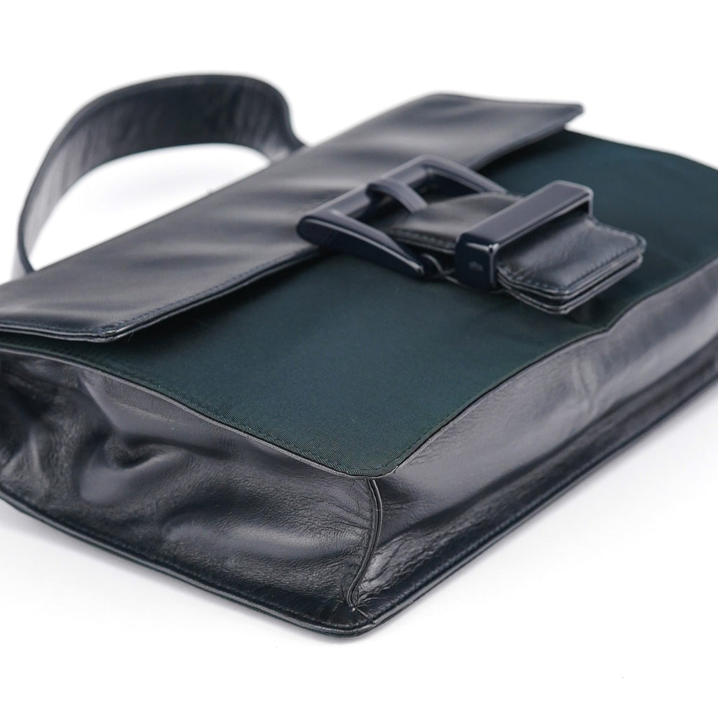 Navy Tessuto Nappa Top Handle Bag