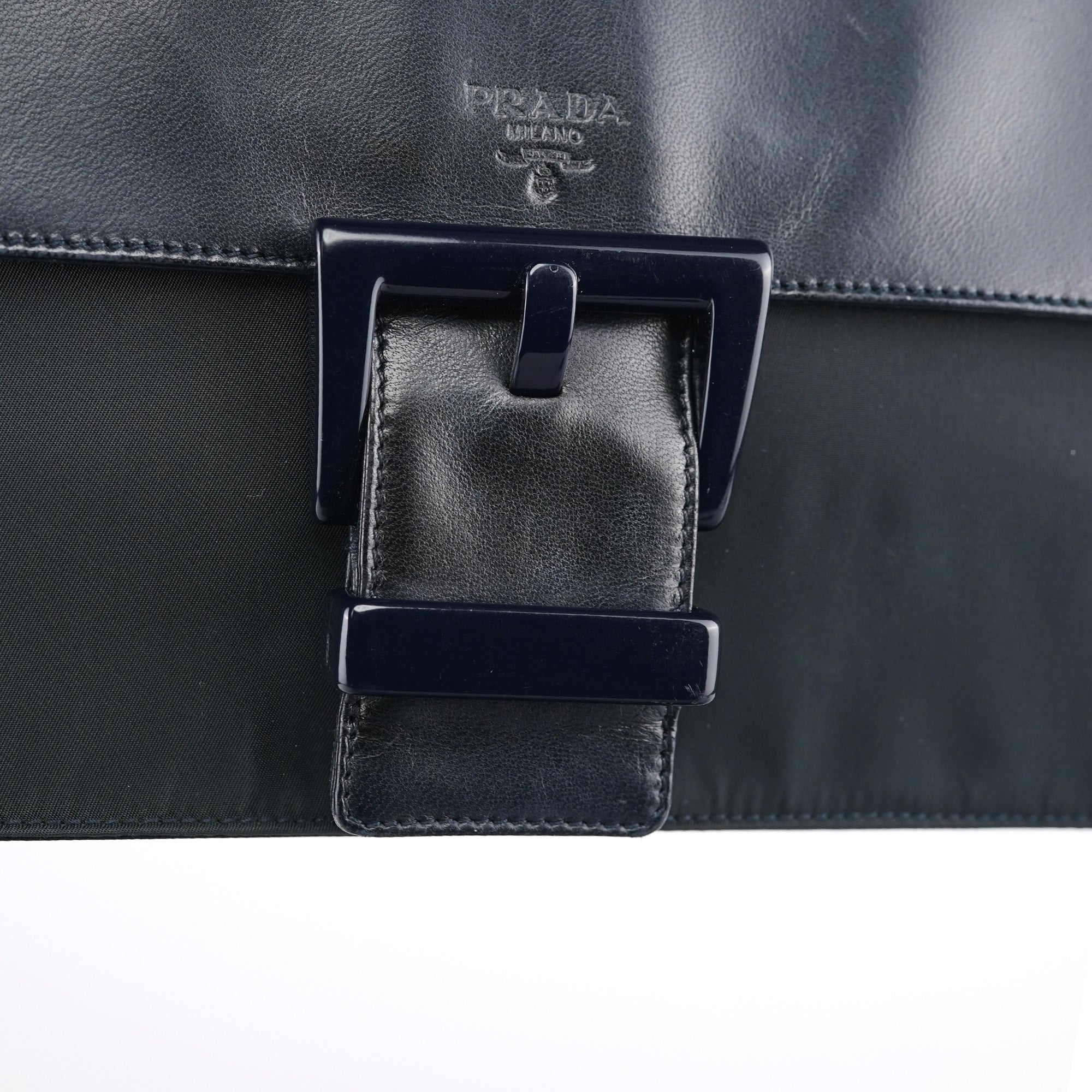 Navy Tessuto Nappa Top Handle Bag