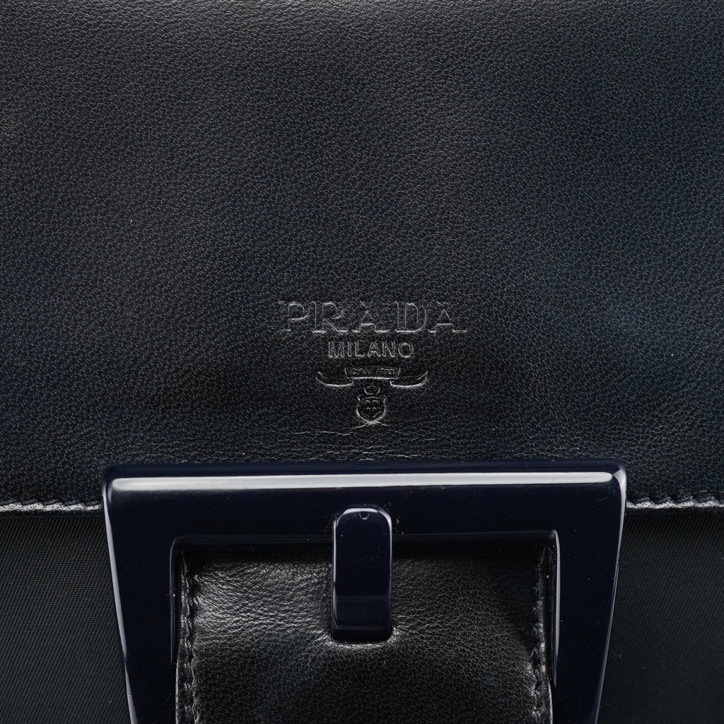 Navy Tessuto Nappa Top Handle Bag