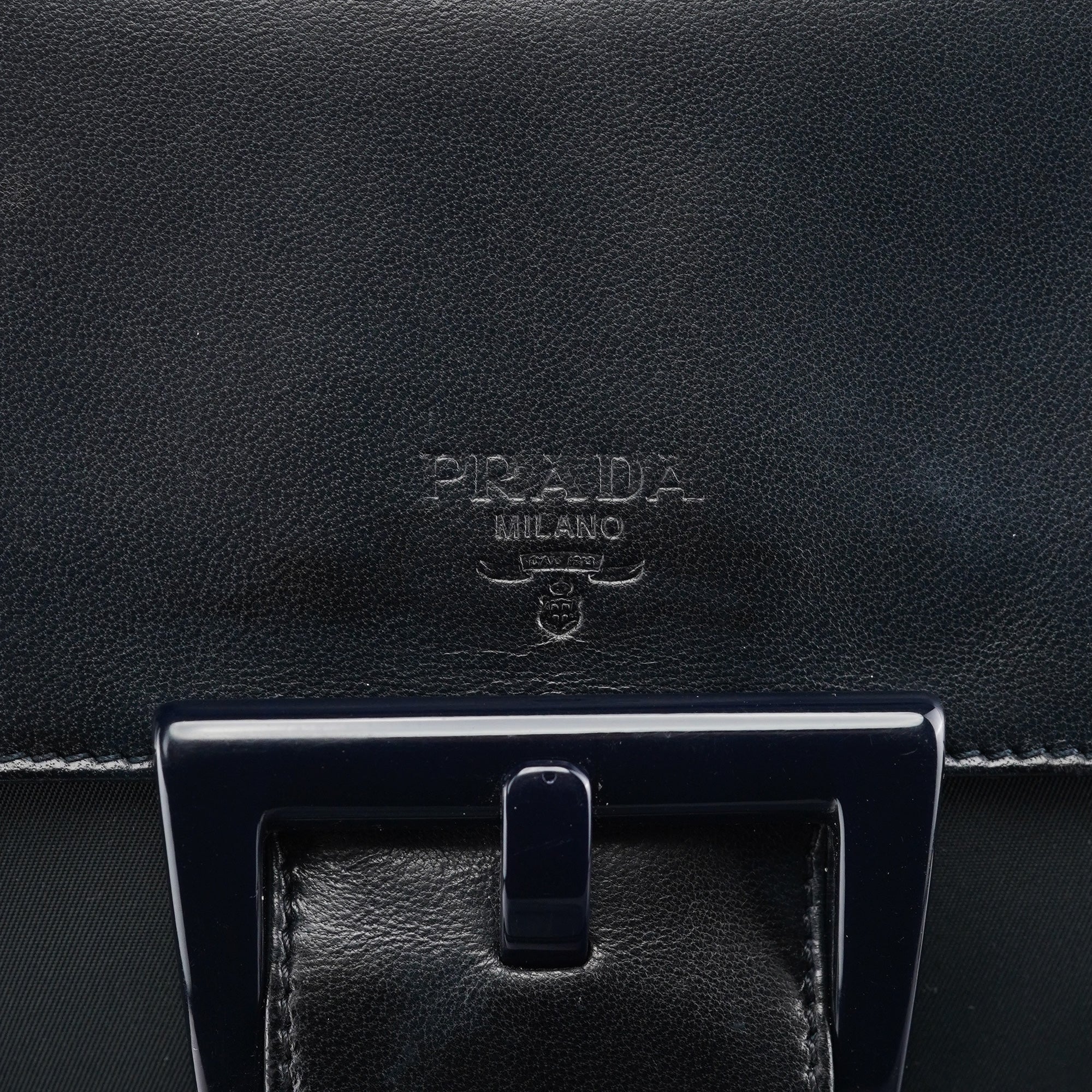 Navy Tessuto Nappa Top Handle Bag