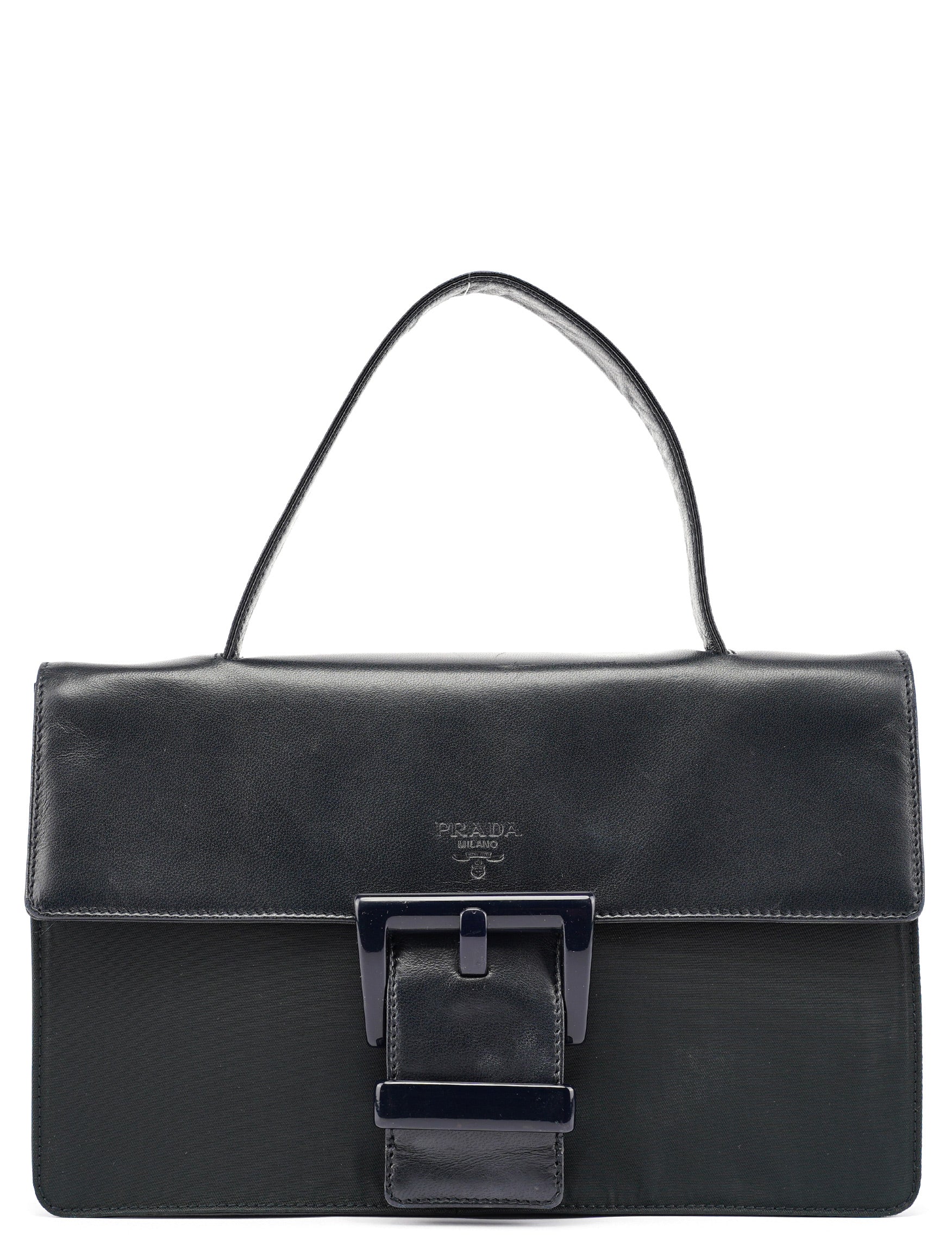 Navy Tessuto Nappa Top Handle Bag