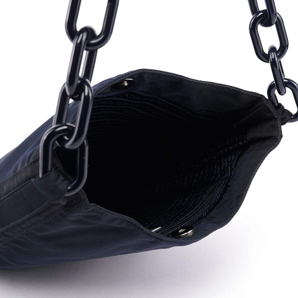 Navy Tessuto Plastic Shoulder Bag