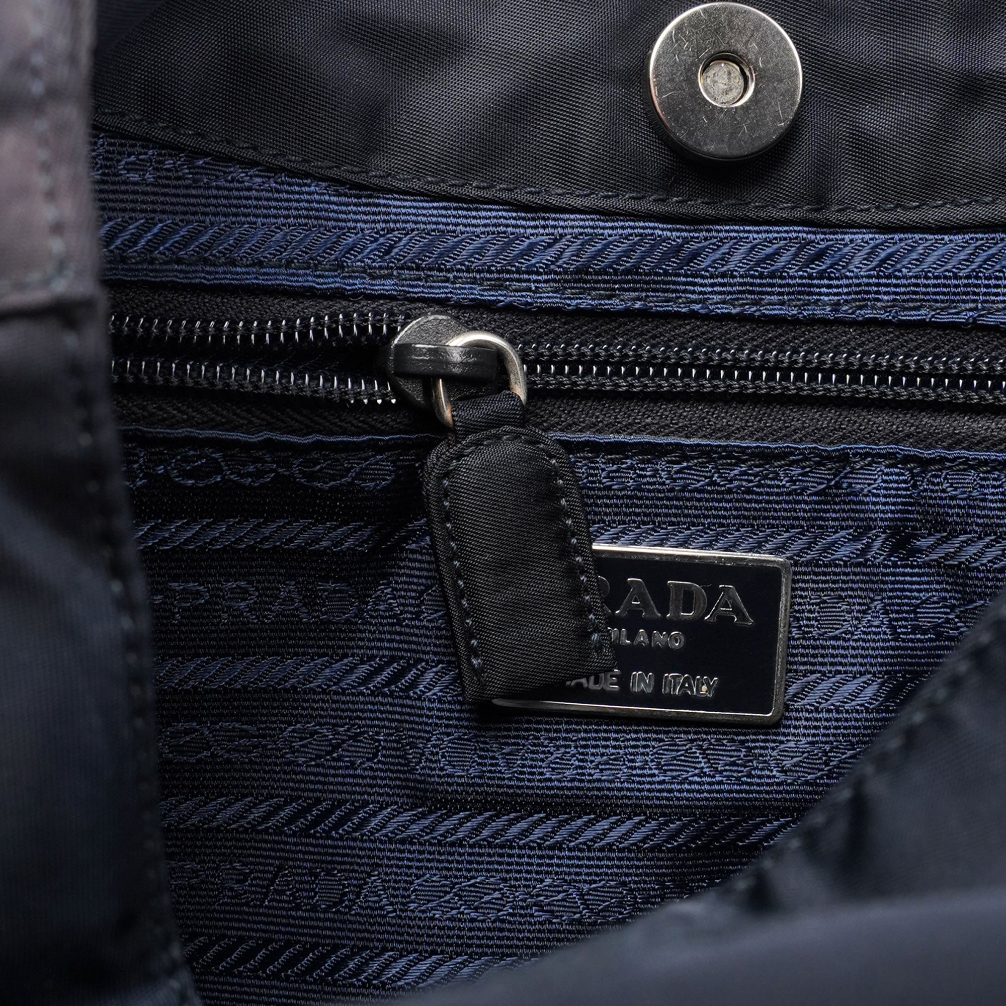 Navy Tessuto Plastic Shoulder Bag