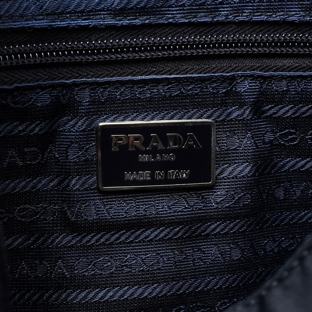 Navy Tessuto Plastic Shoulder Bag