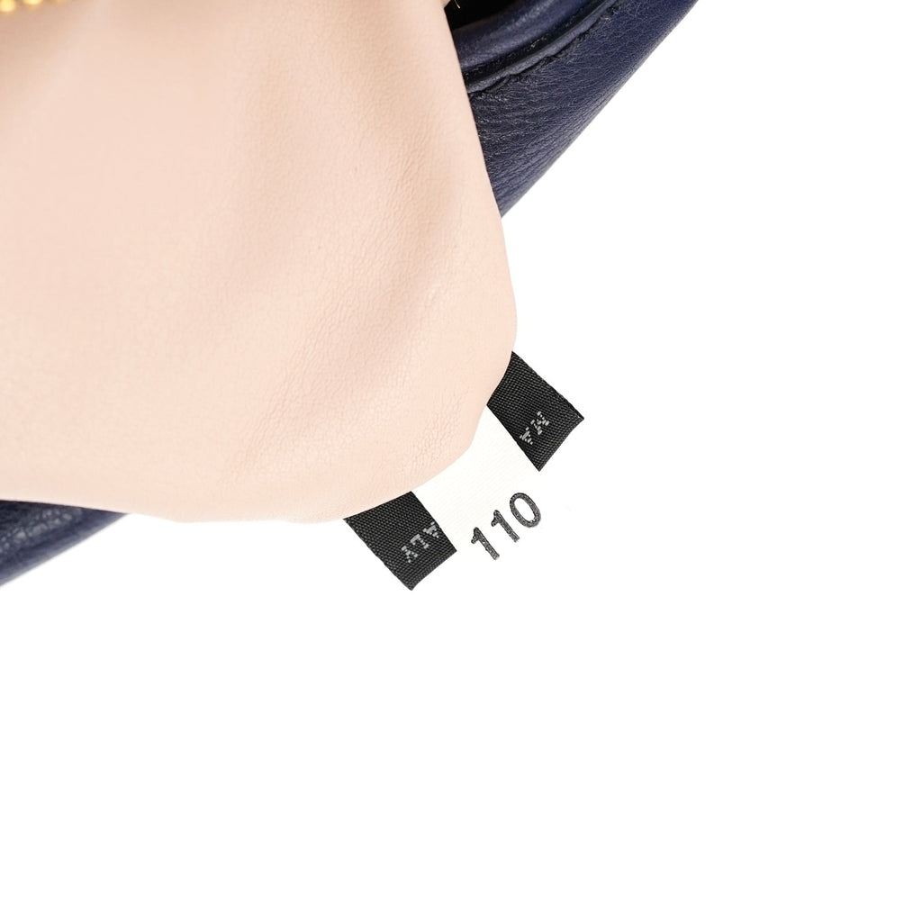 Navy Tweed Plastic Chain Shoulder Bag