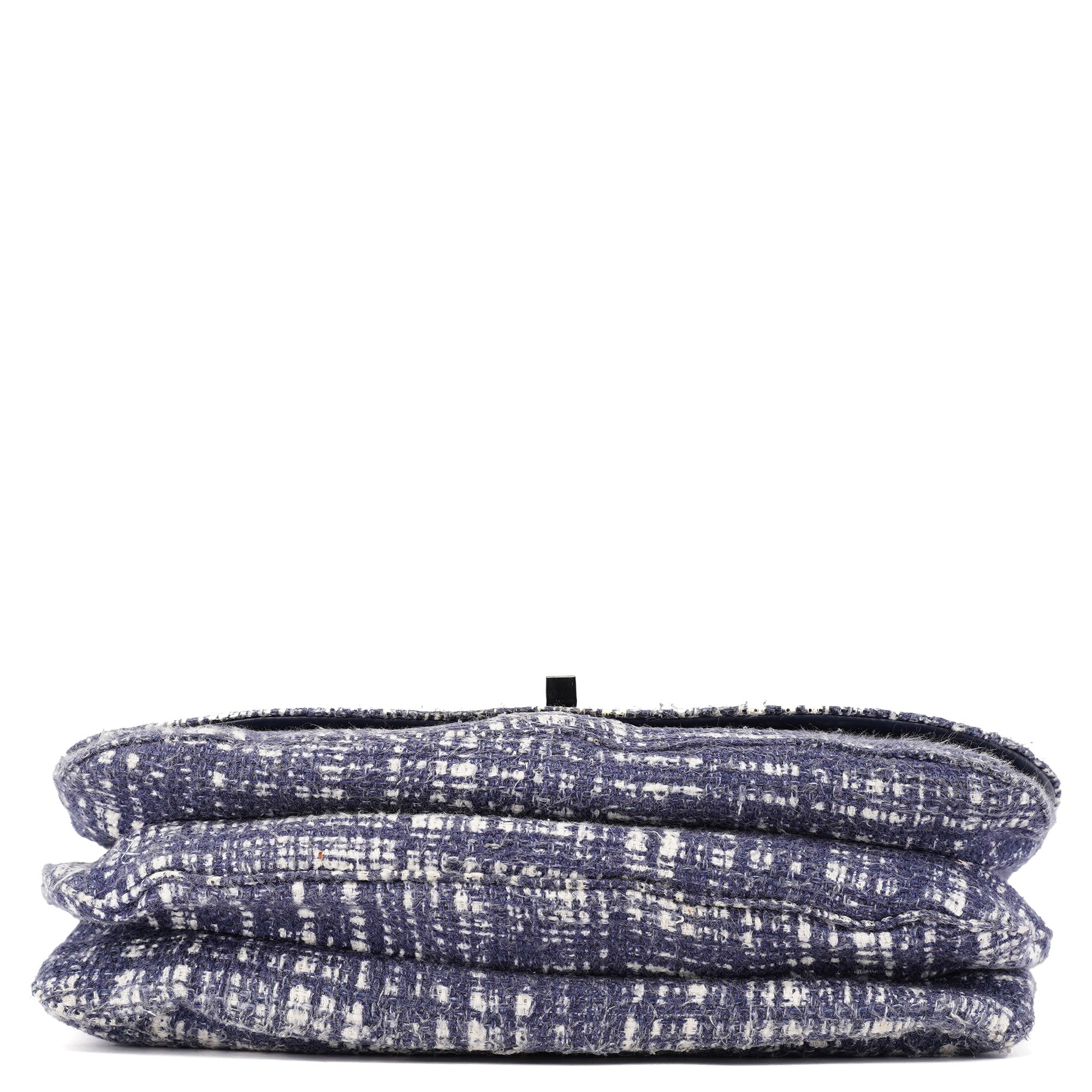 Navy Tweed Plastic Chain Shoulder Bag