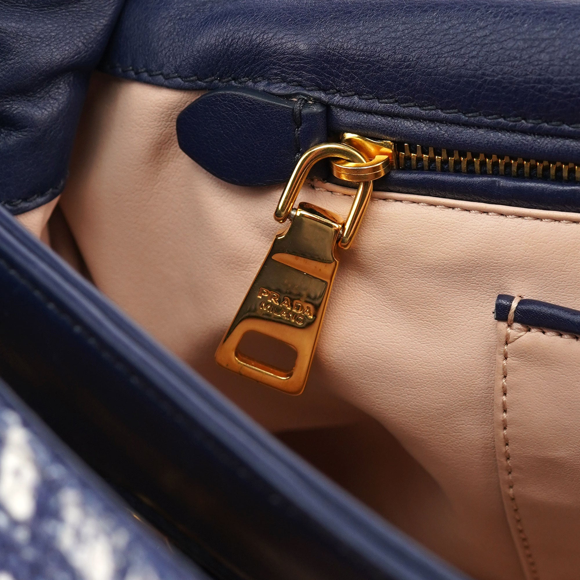 Navy Tweed Plastic Chain Shoulder Bag
