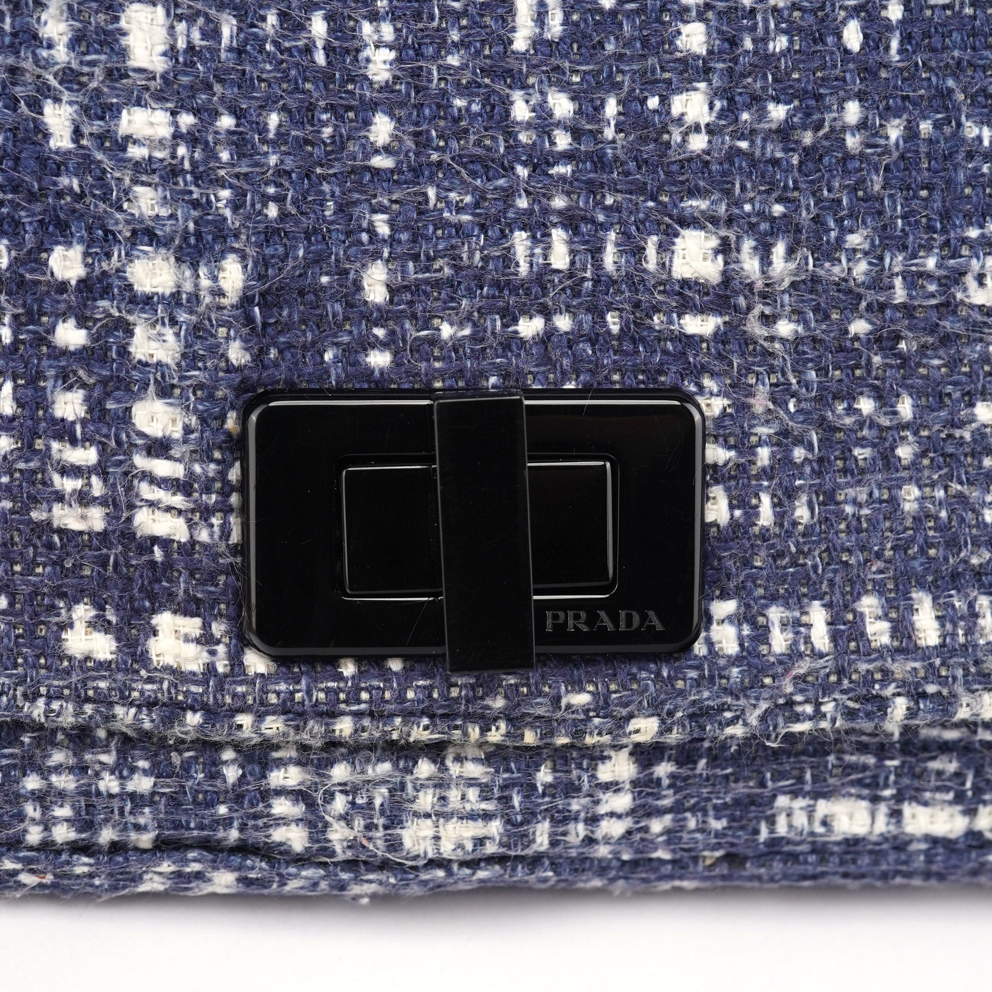 Navy Tweed Plastic Chain Shoulder Bag