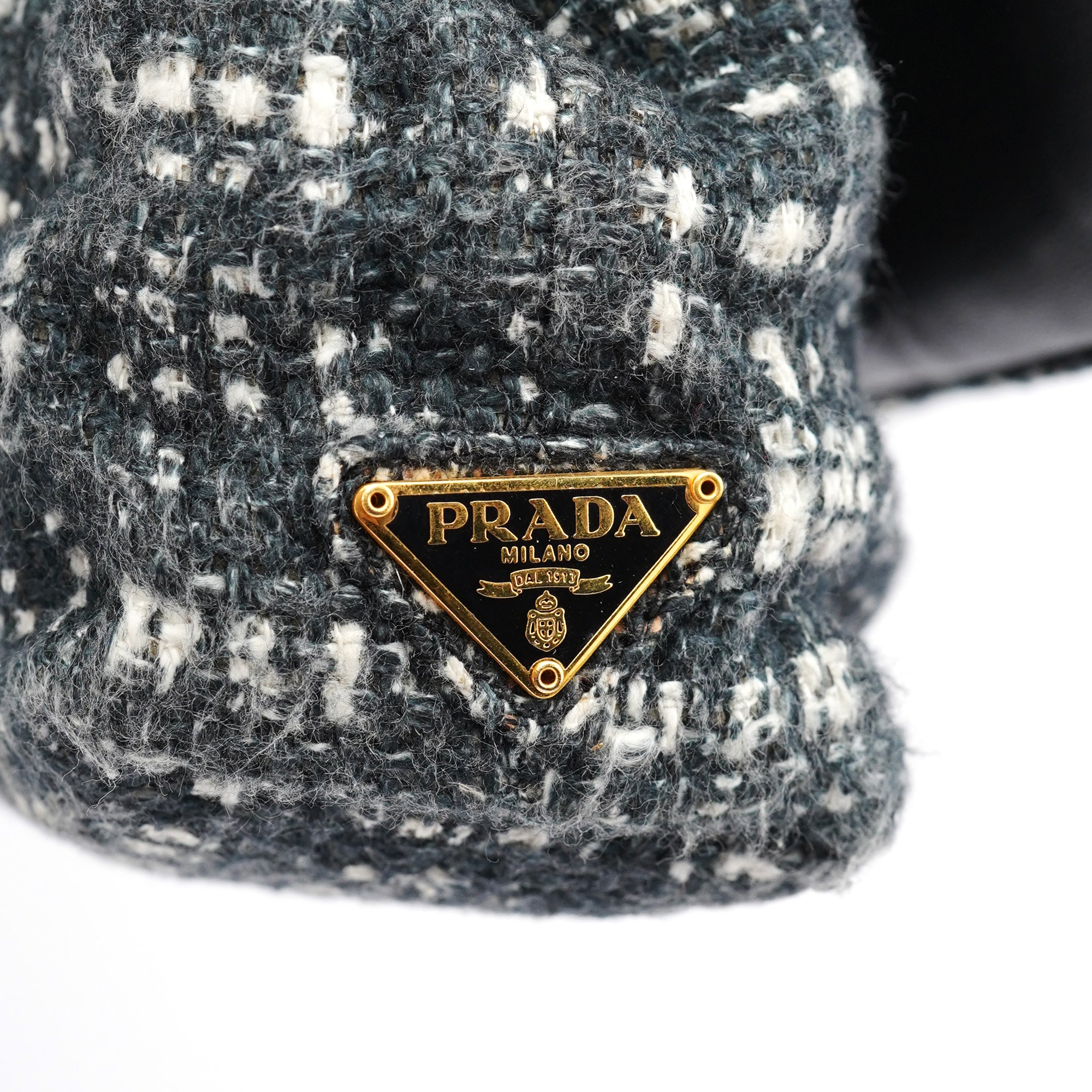 Navy White Tweed Clutch Bag