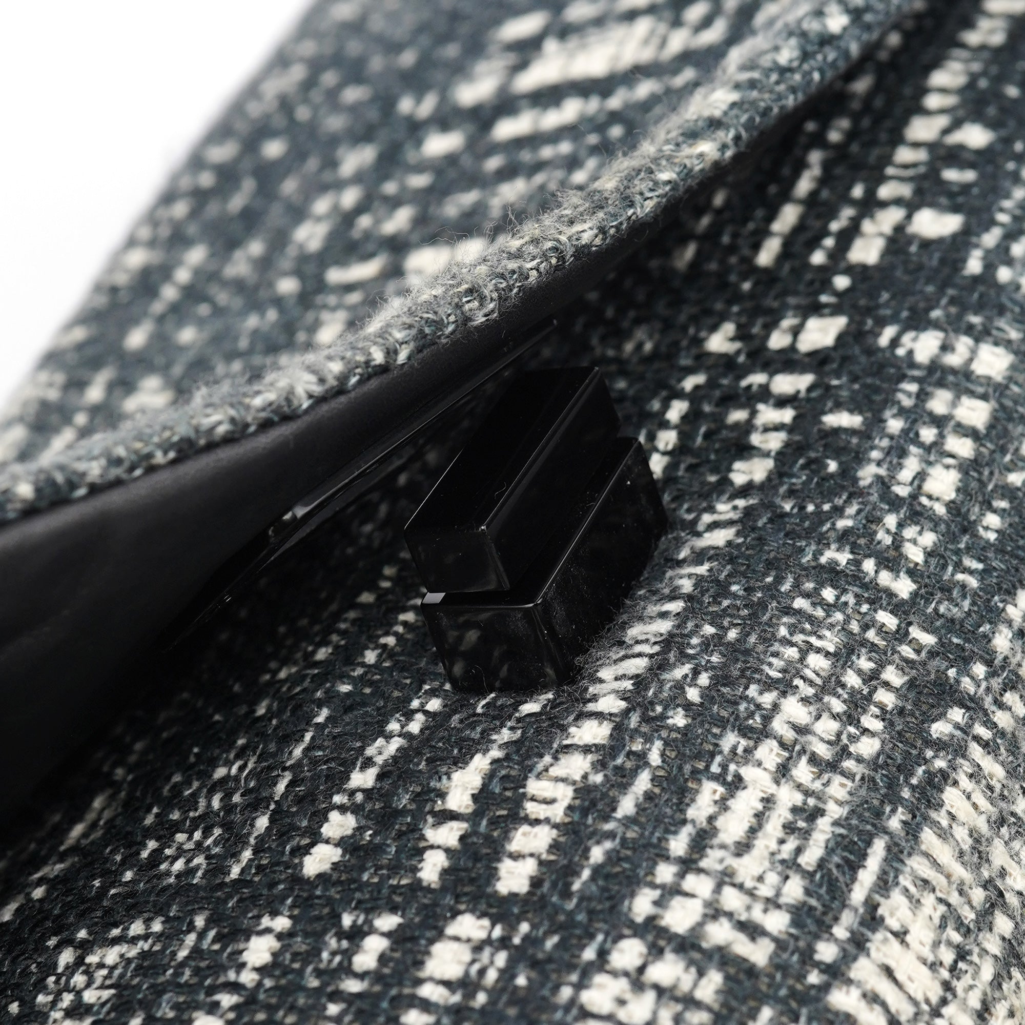 Navy White Tweed Clutch Bag