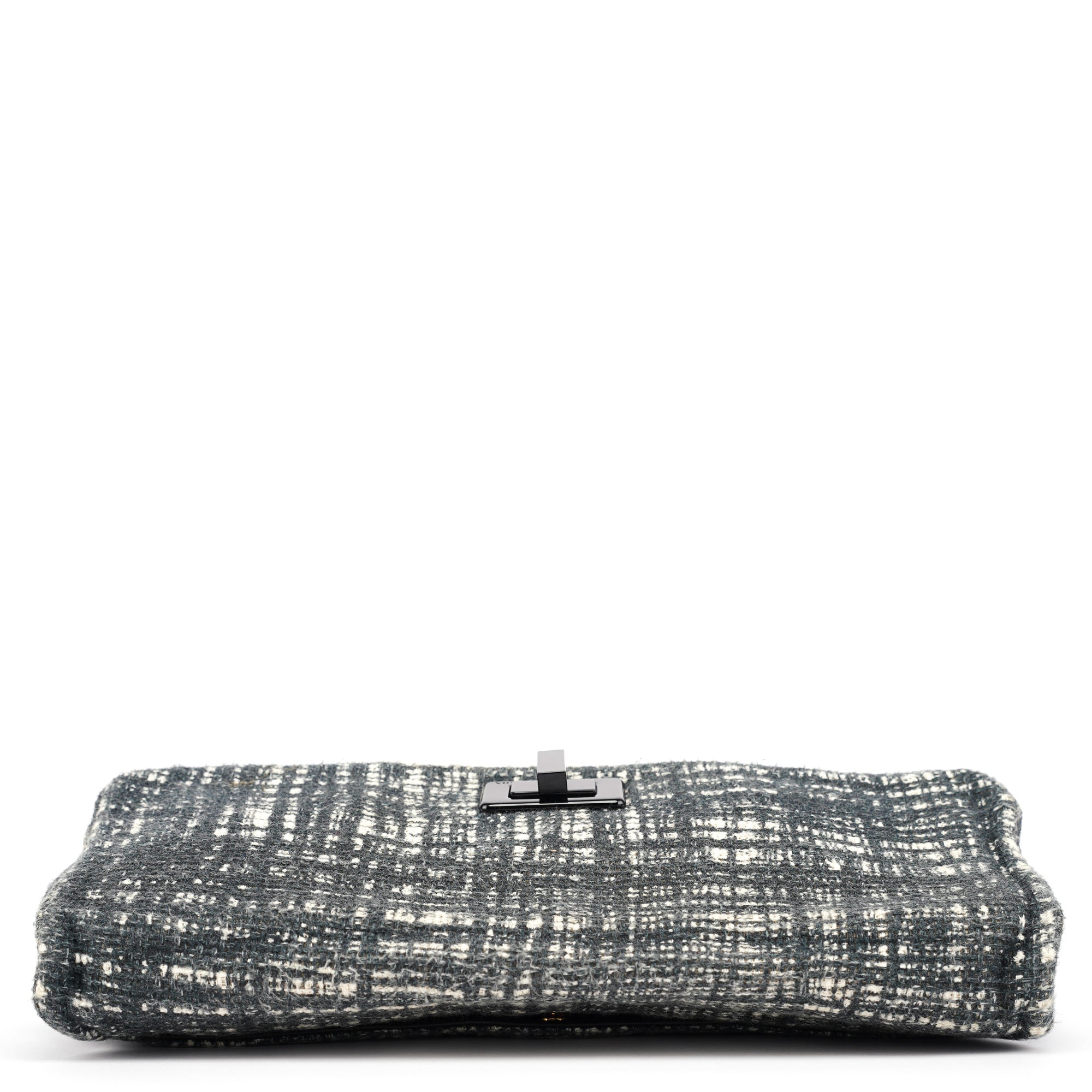 Navy White Tweed Clutch Bag