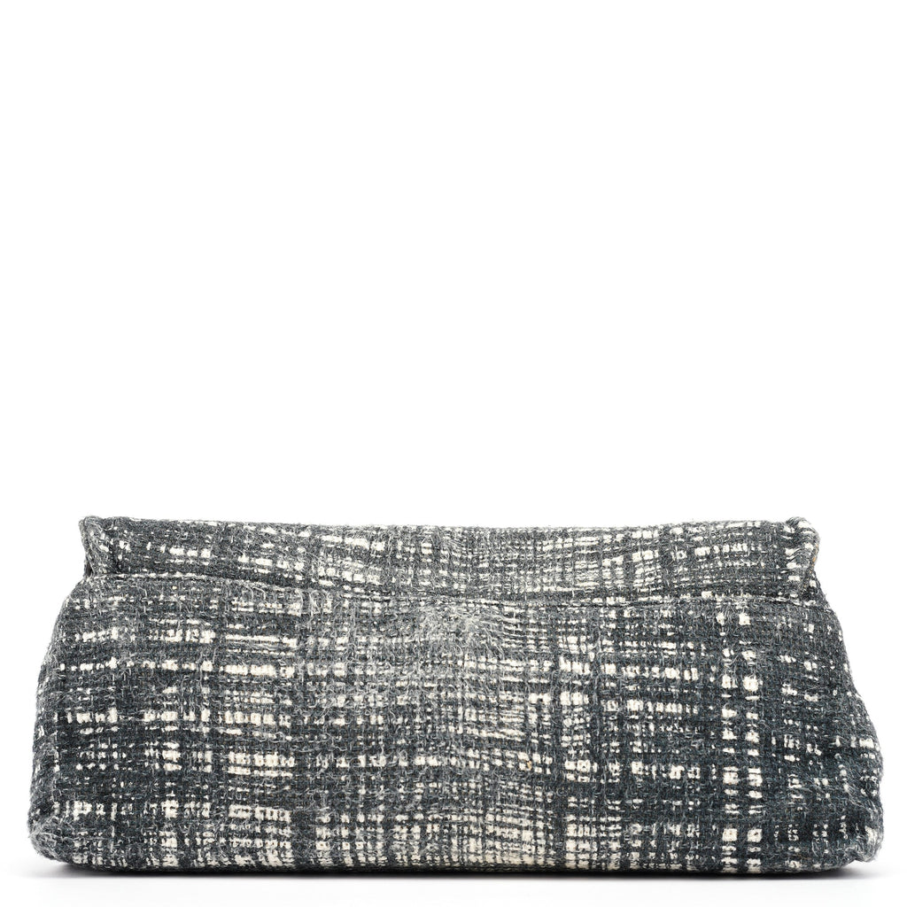 Navy White Tweed Clutch Bag
