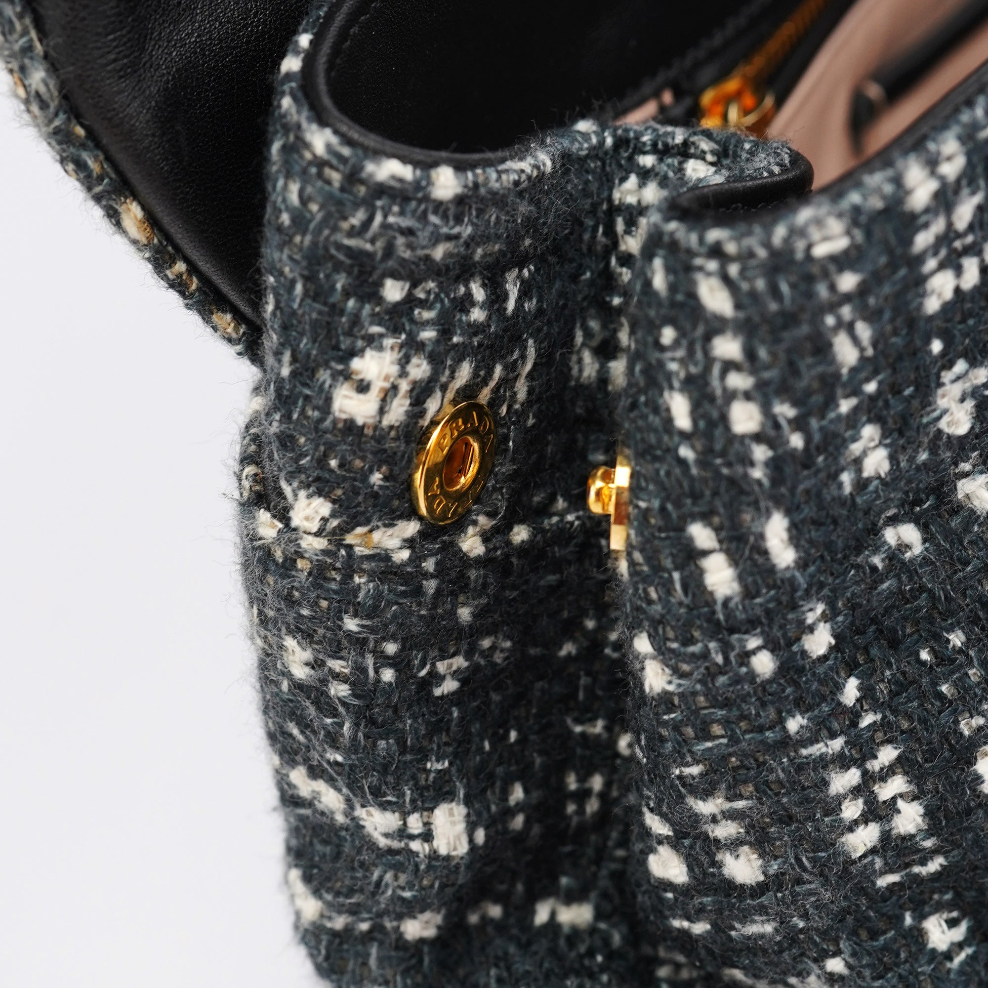 Navy White Tweed Clutch Bag