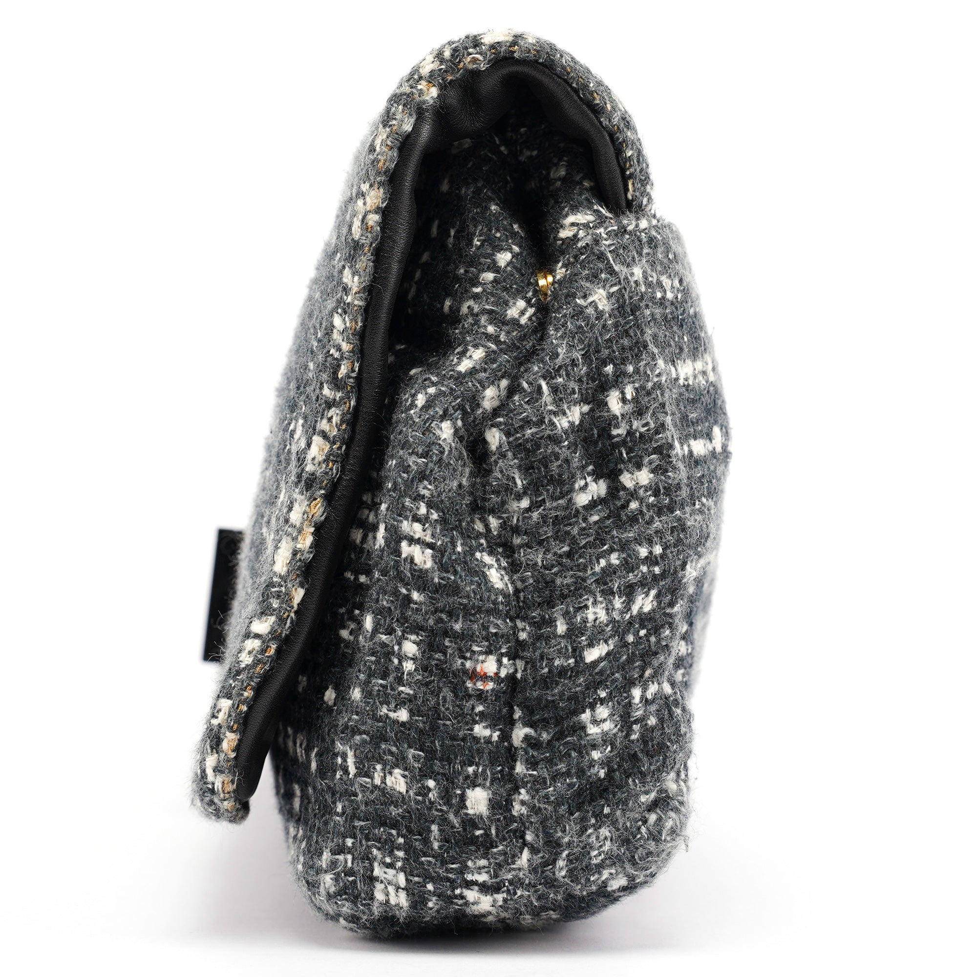 Navy White Tweed Clutch Bag