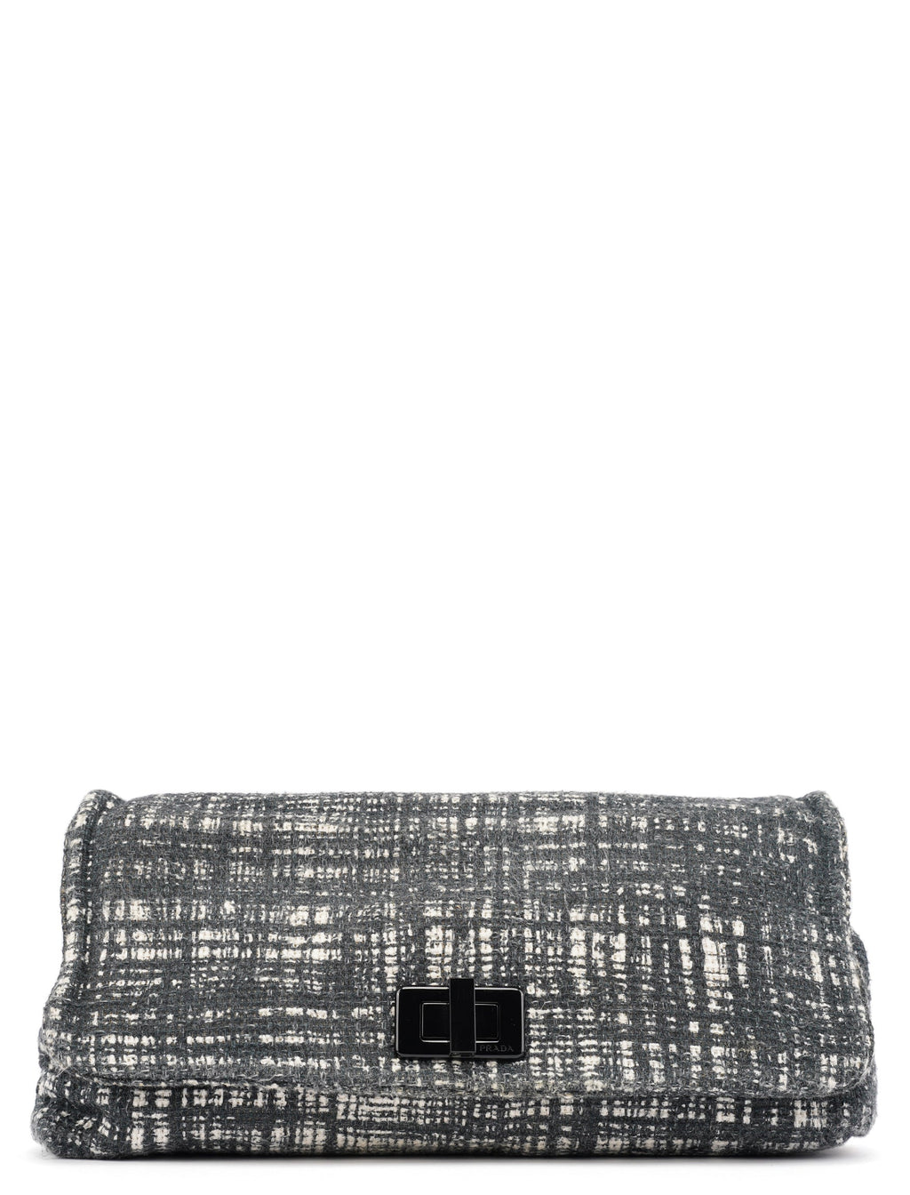 Navy White Tweed Clutch Bag