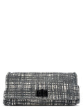 Navy White Tweed Clutch Bag