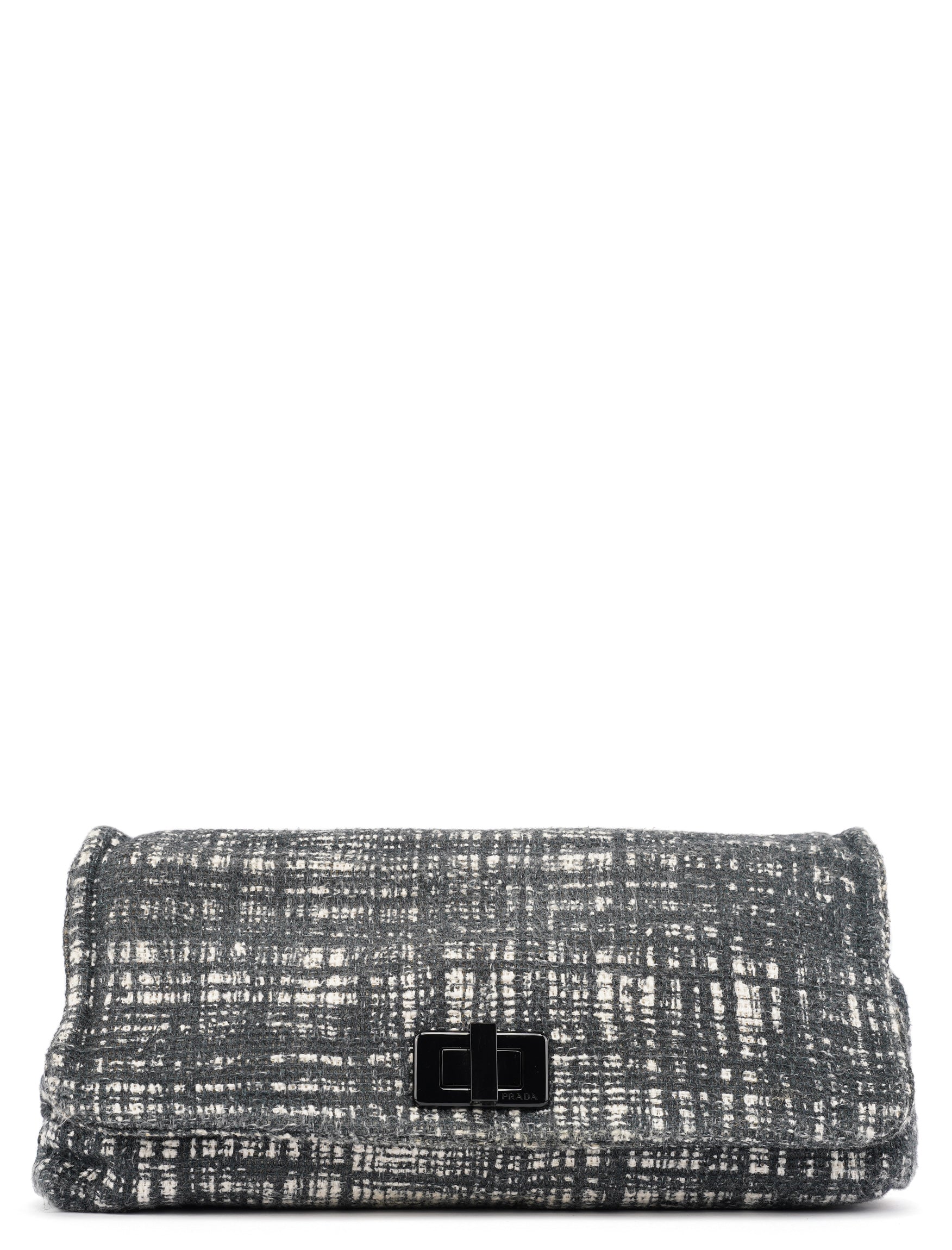 Navy White Tweed Clutch Bag