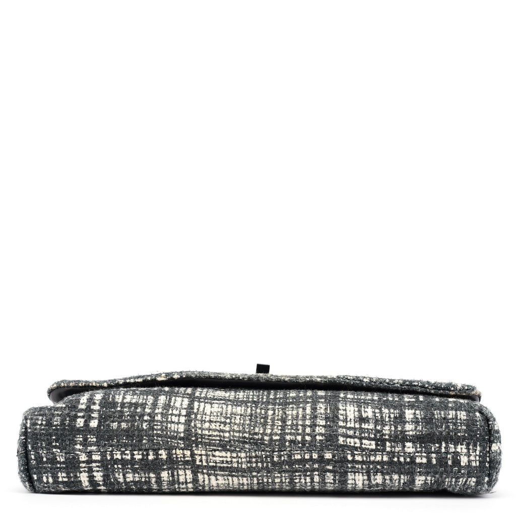 Navy White Tweed Clutch Bag