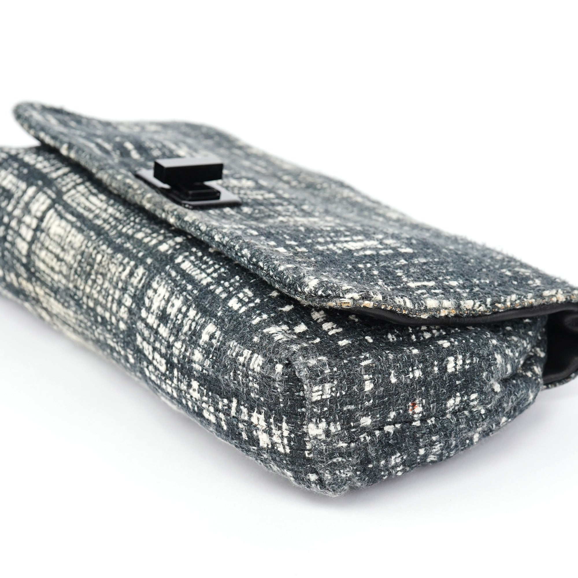 Navy White Tweed Clutch Bag