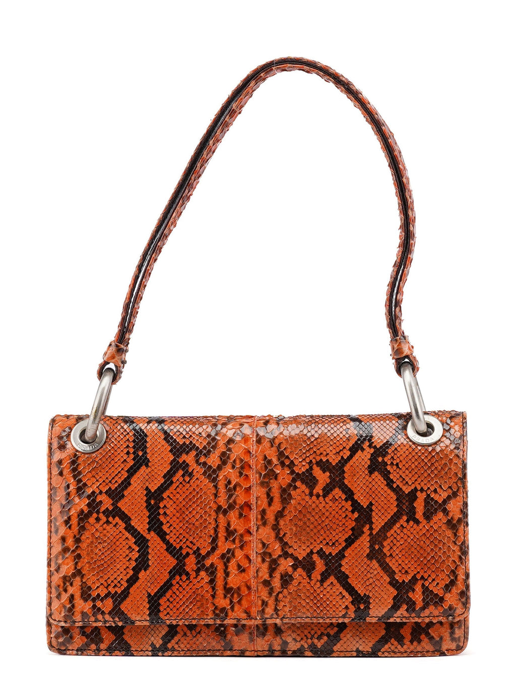 Orange Snakeskin Hobo Shoulder Bag