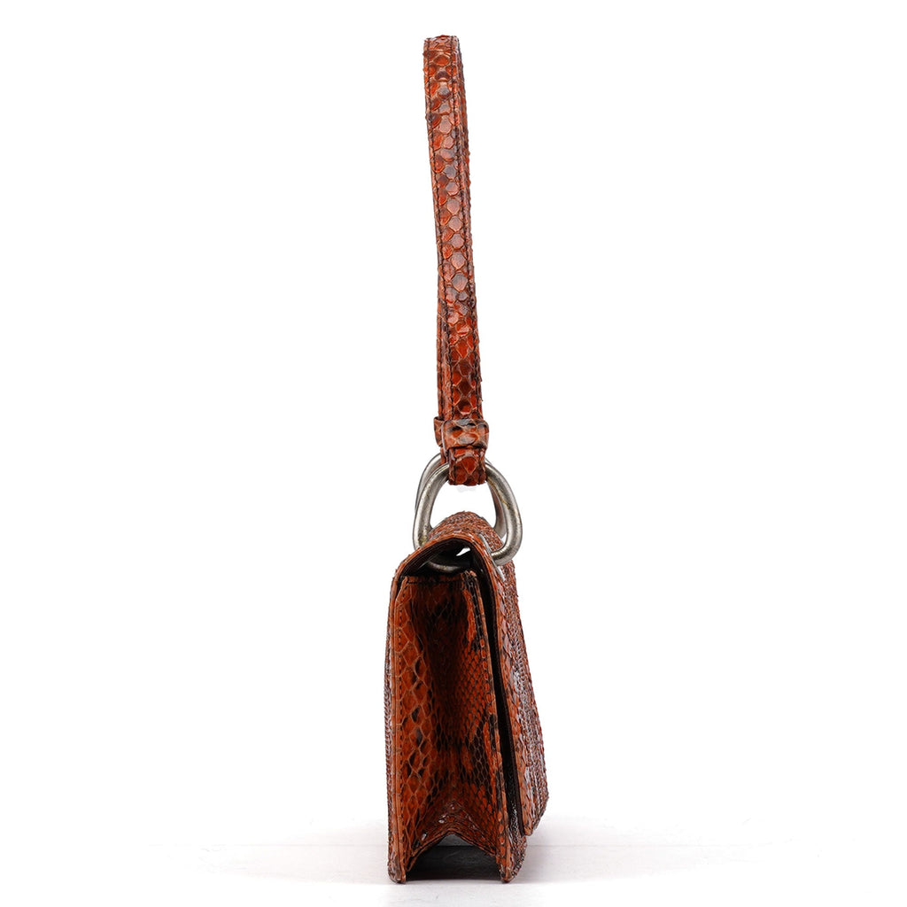 Orange Snakeskin Hobo Shoulder Bag