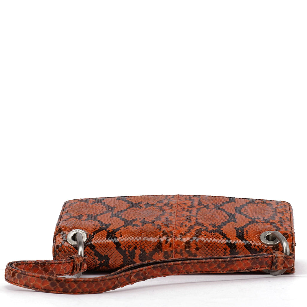 Orange Snakeskin Hobo Shoulder Bag