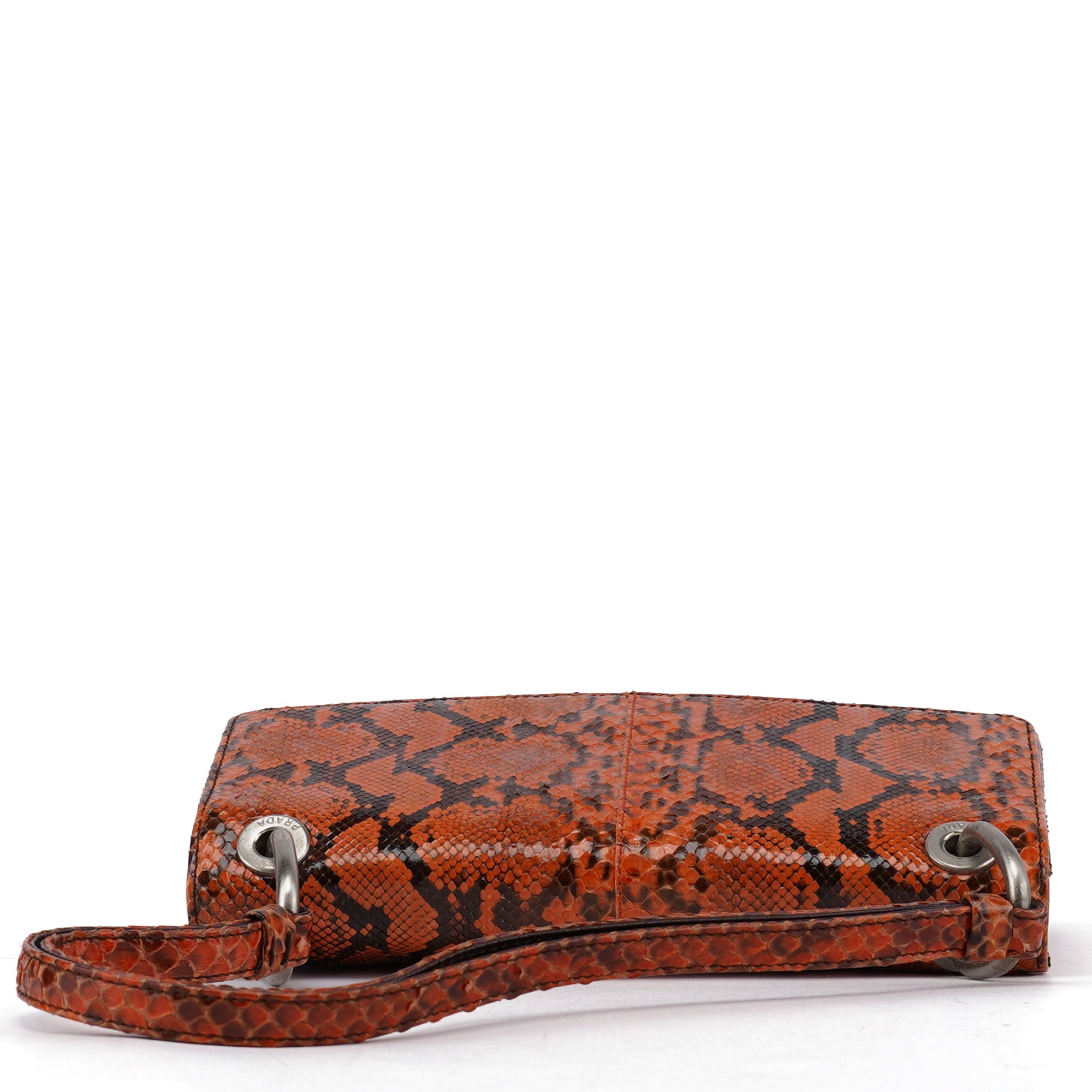 Orange Snakeskin Hobo Shoulder Bag