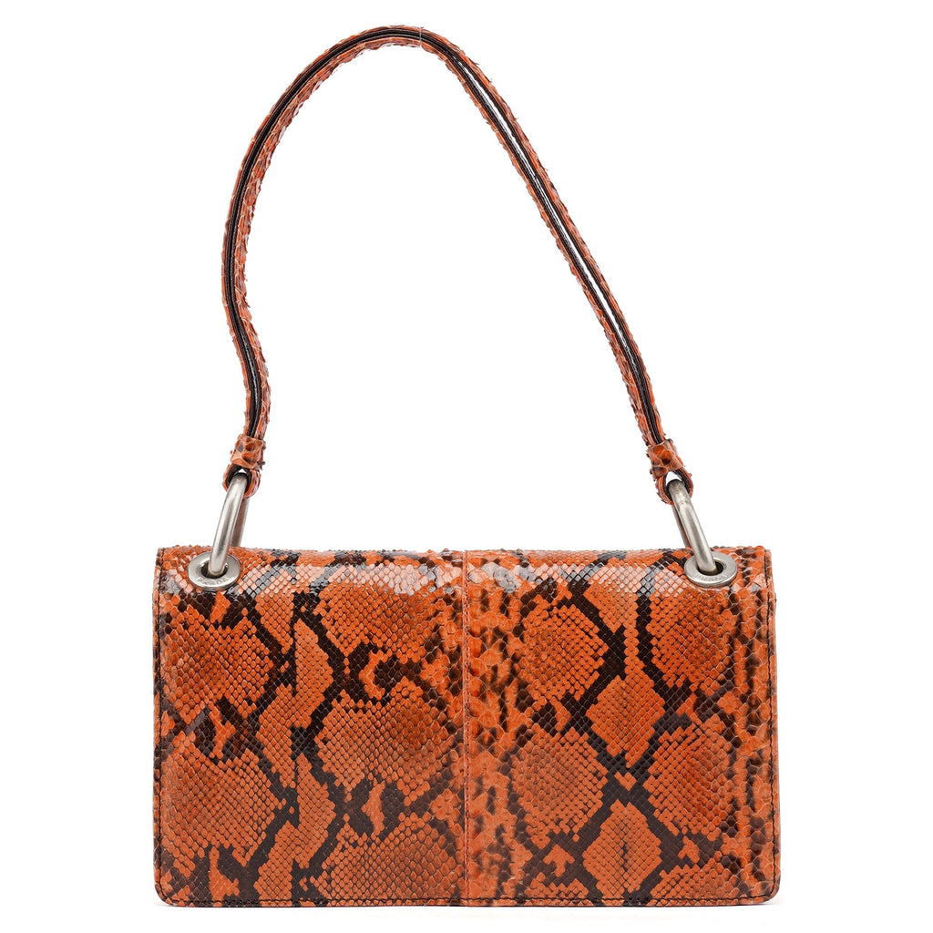 Orange Snakeskin Hobo Shoulder Bag