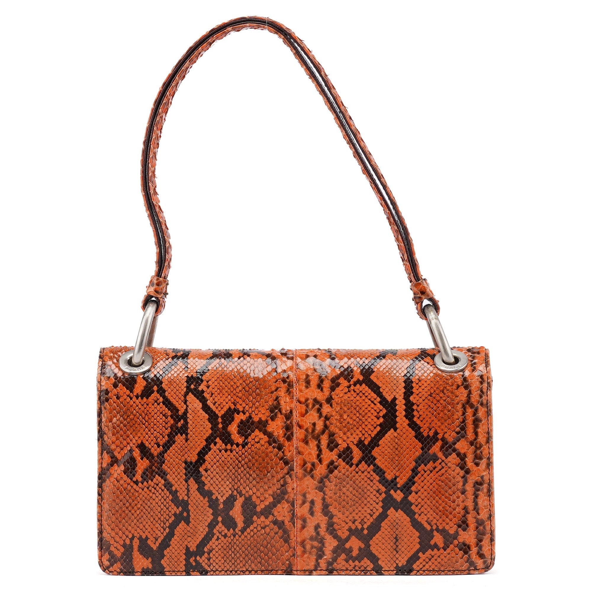 Orange Snakeskin Hobo Shoulder Bag