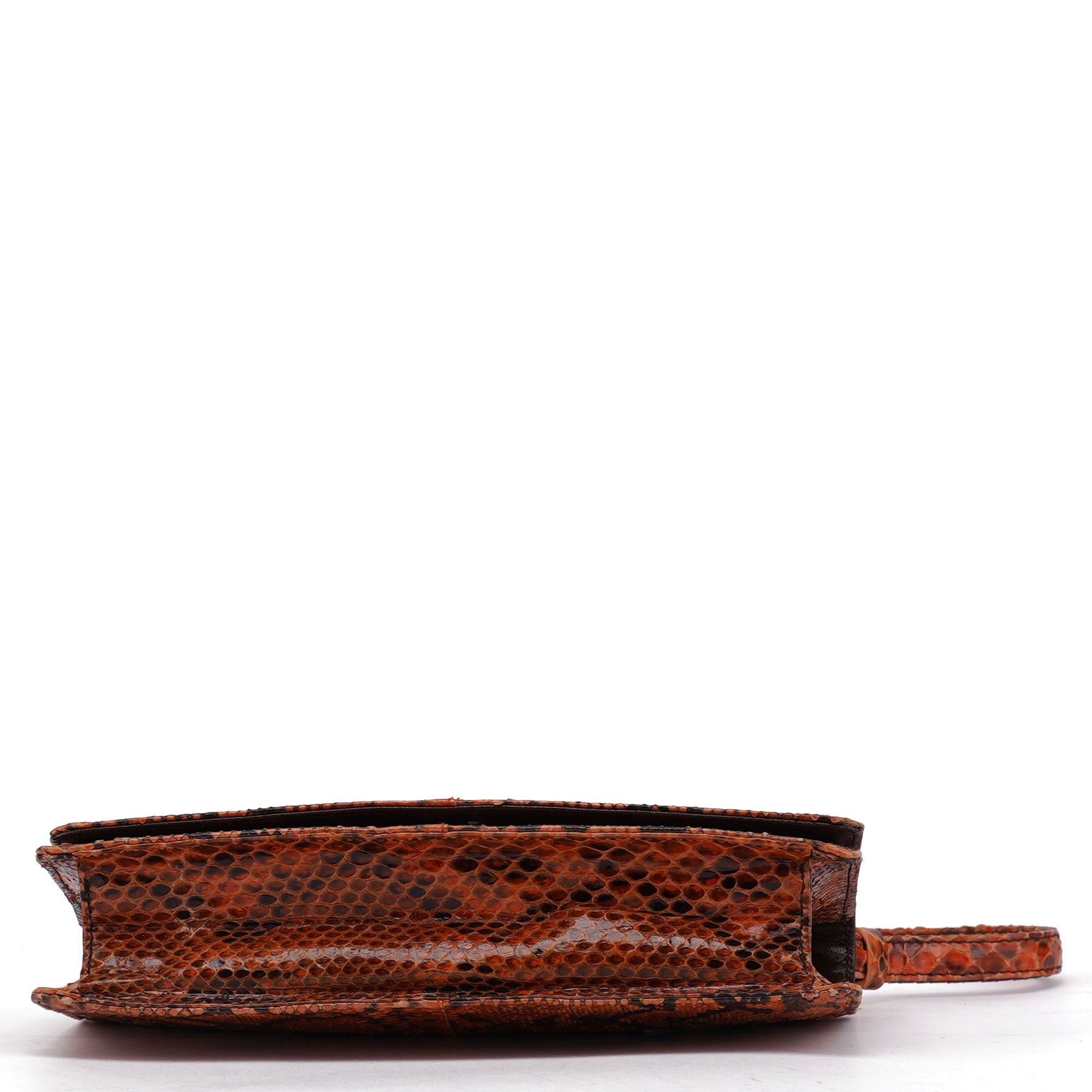 Orange Snakeskin Hobo Shoulder Bag
