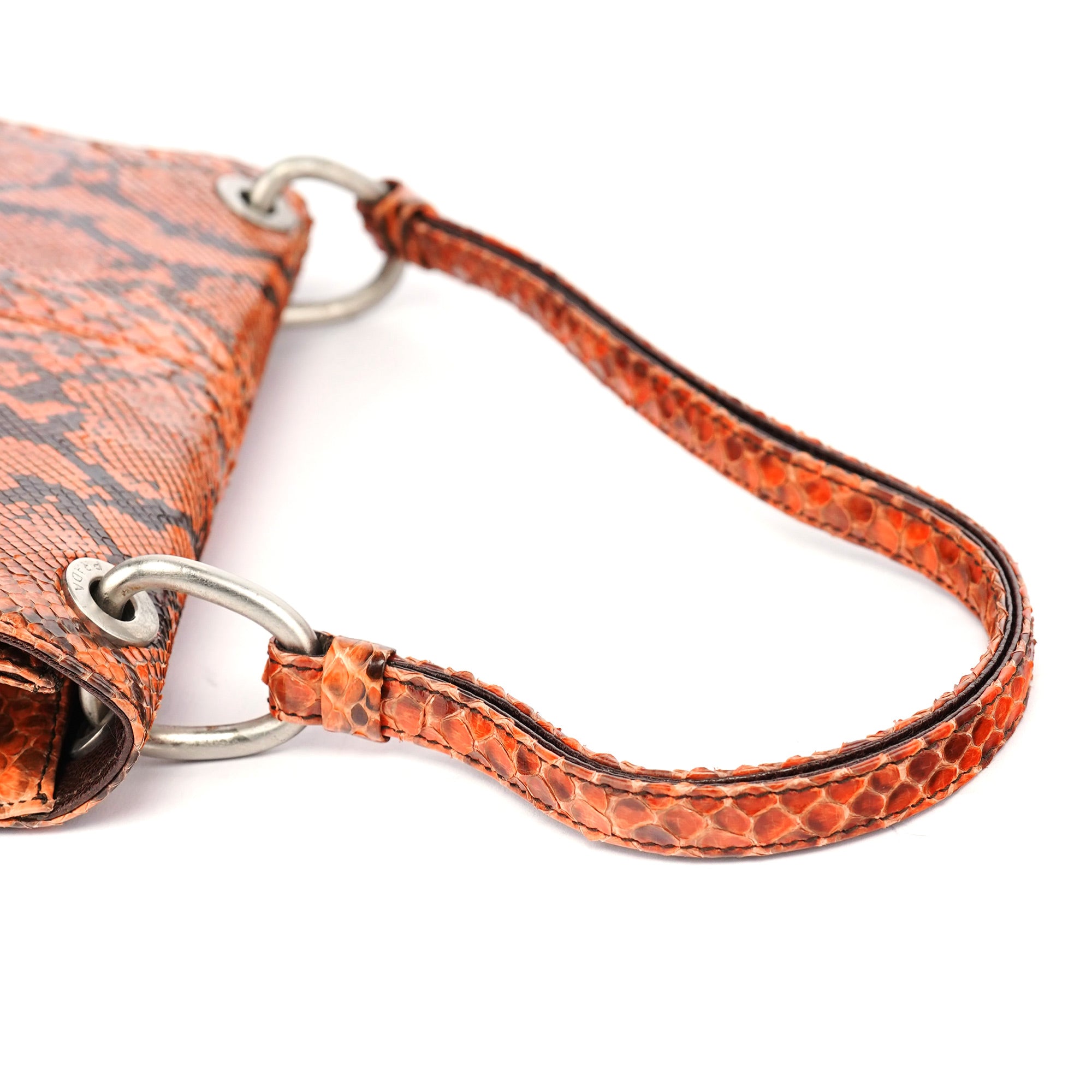 Orange Snakeskin Hobo Shoulder Bag