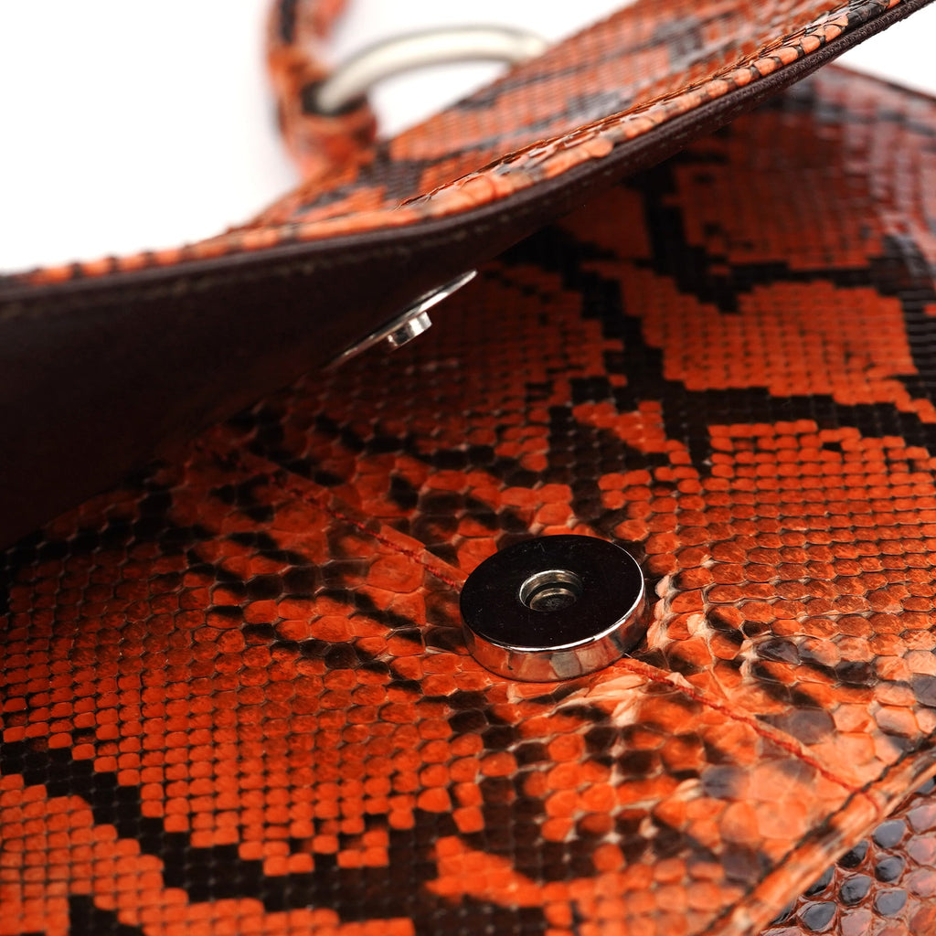 Orange Snakeskin Hobo Shoulder Bag