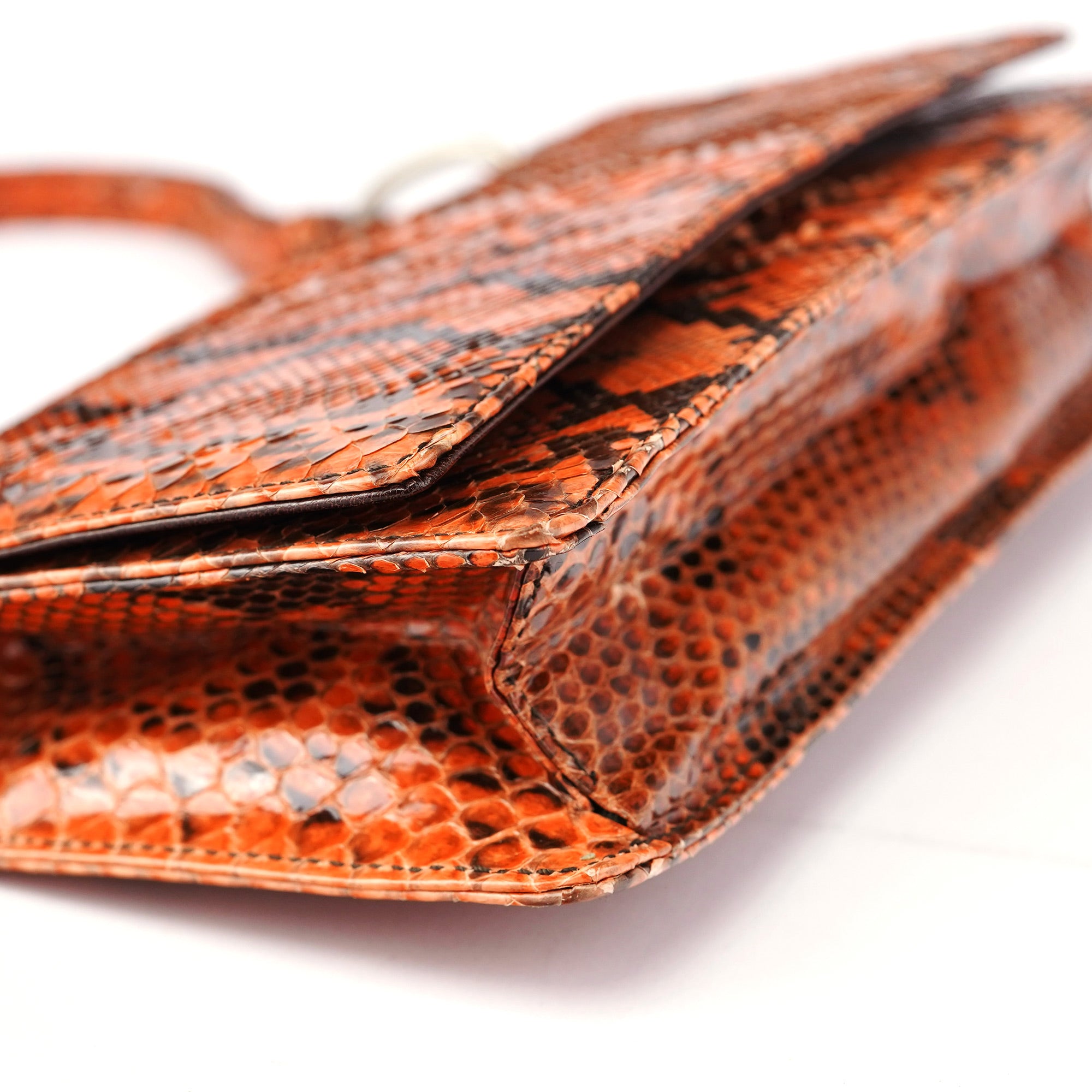 Orange Snakeskin Hobo Shoulder Bag