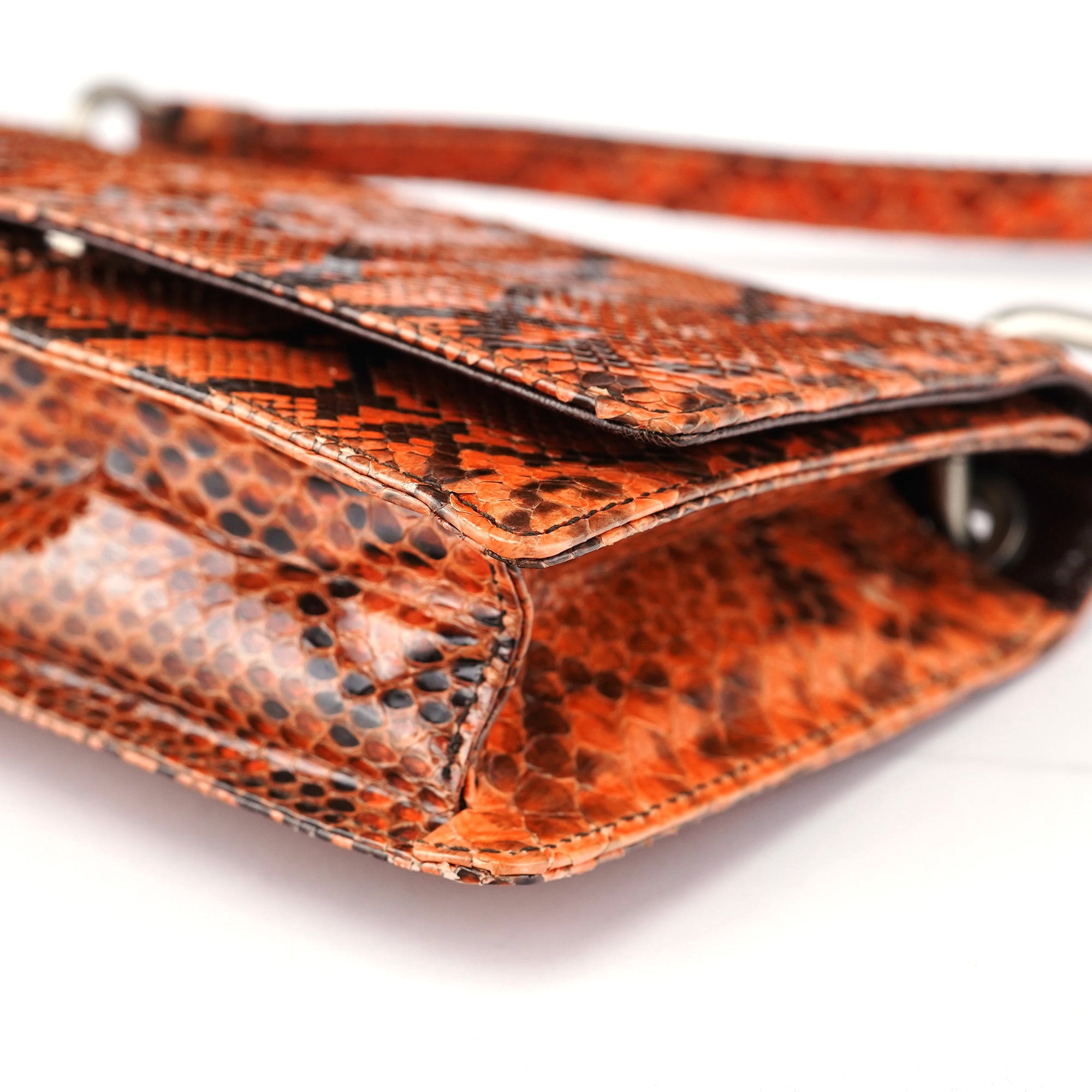 Orange Snakeskin Hobo Shoulder Bag