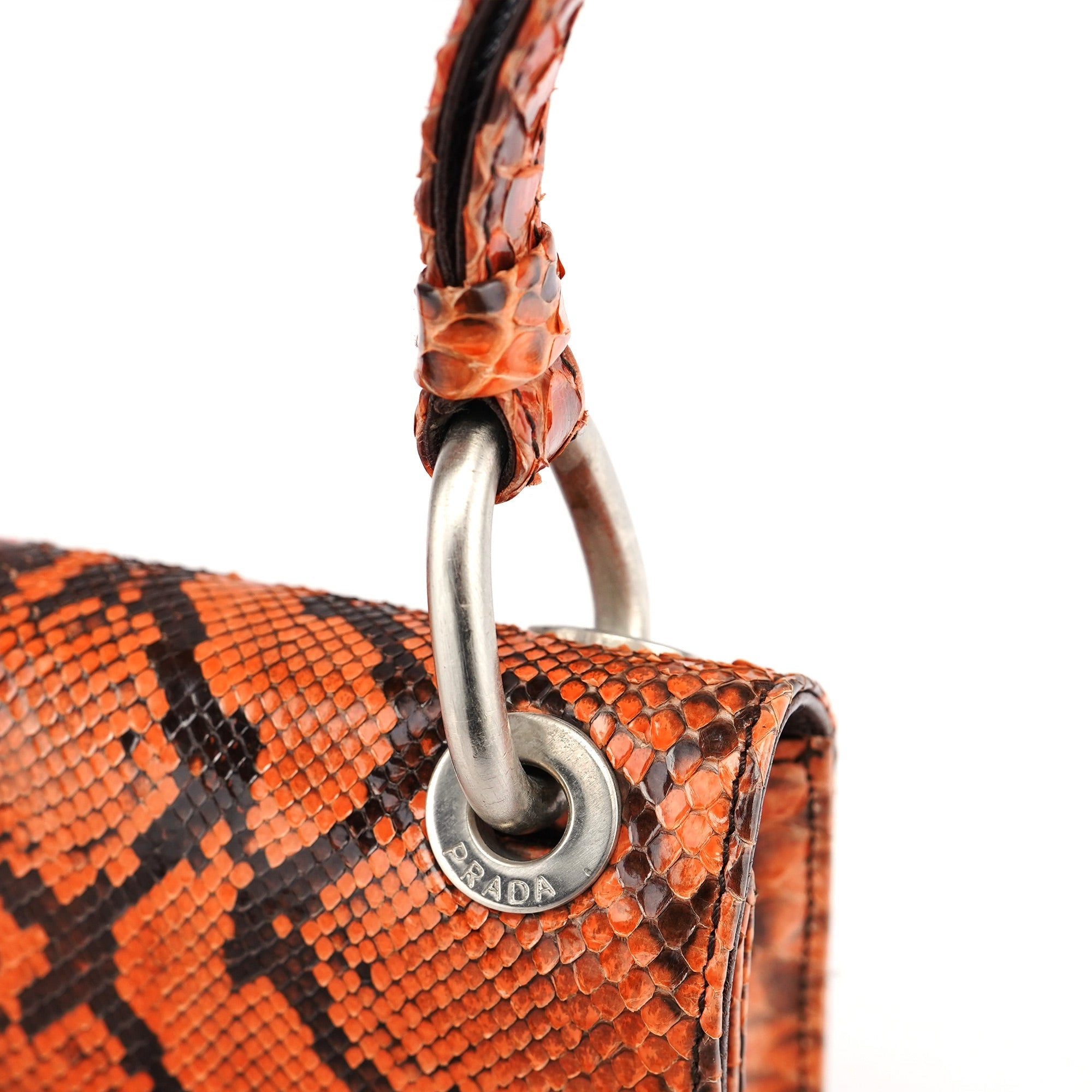 Orange Snakeskin Hobo Shoulder Bag