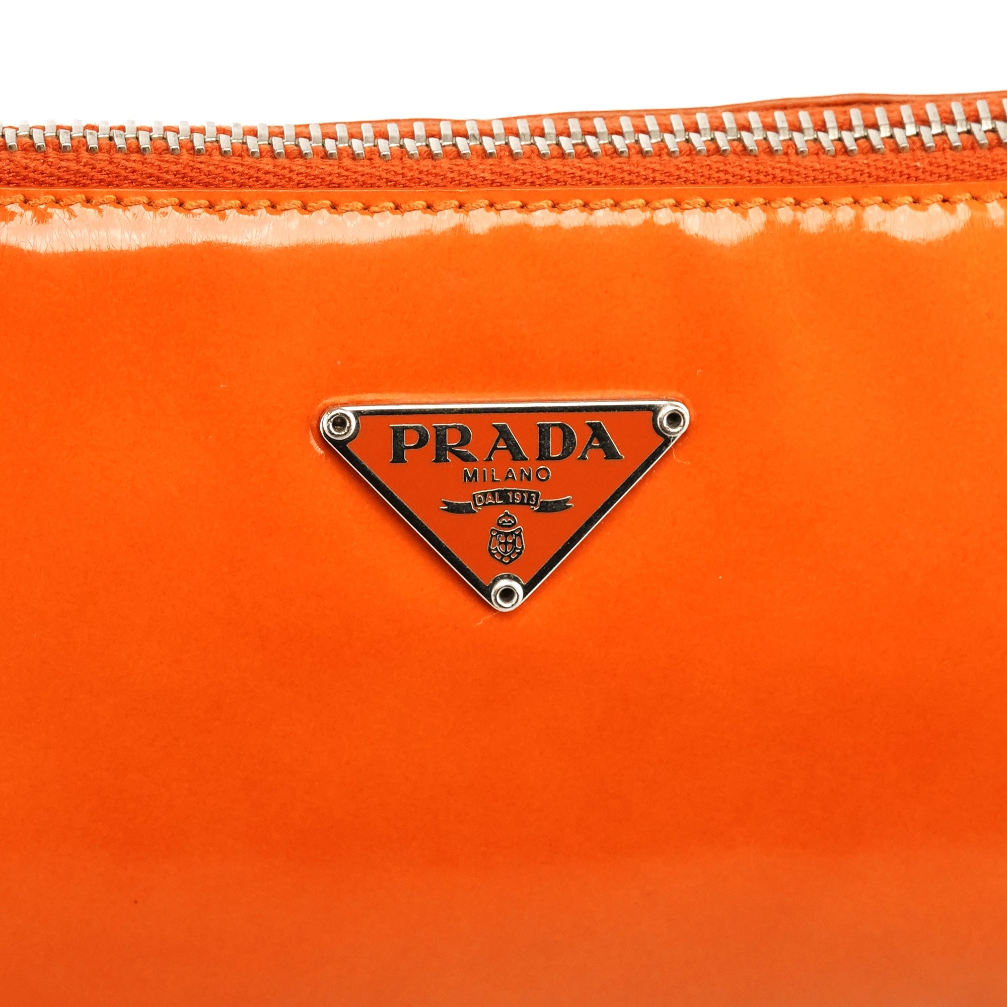 Orange Spazzolato Pochette Shoulder Bag