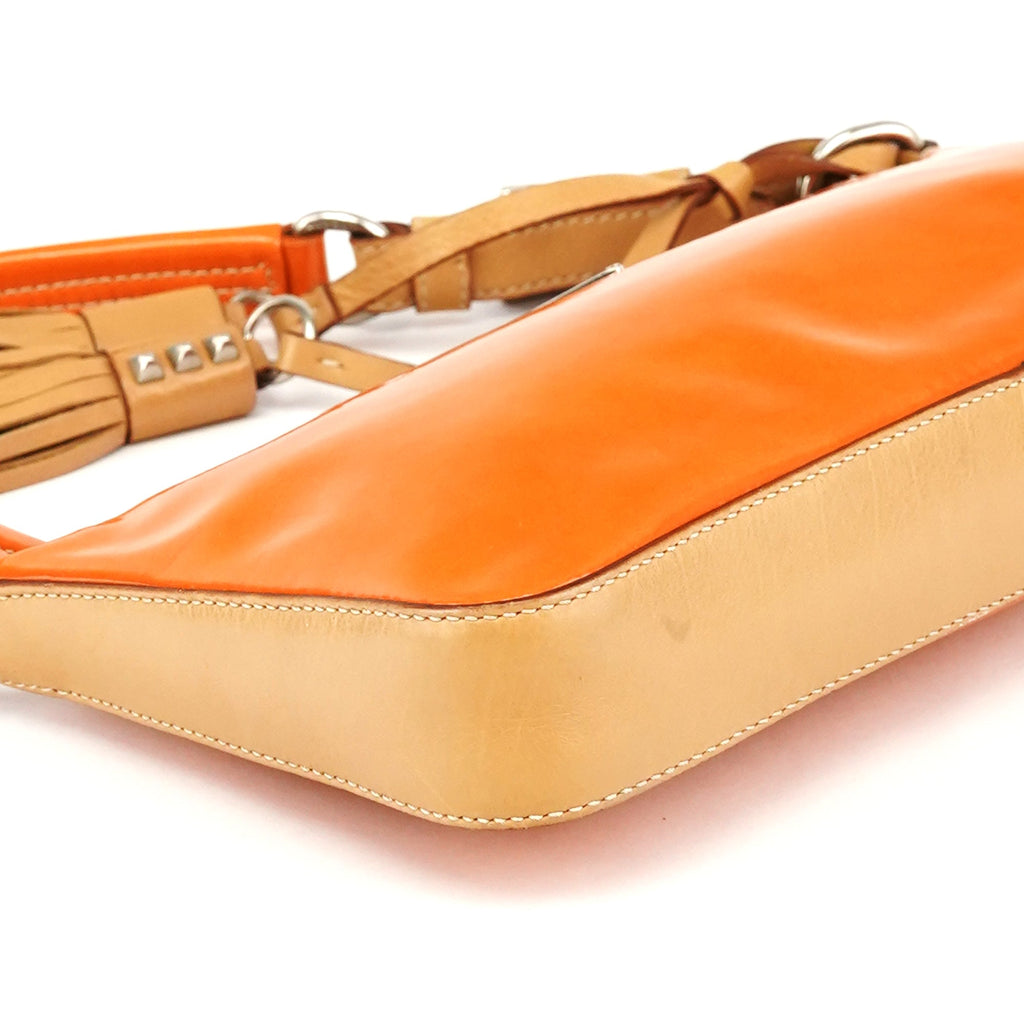 Orange Spazzolato Pochette Shoulder Bag