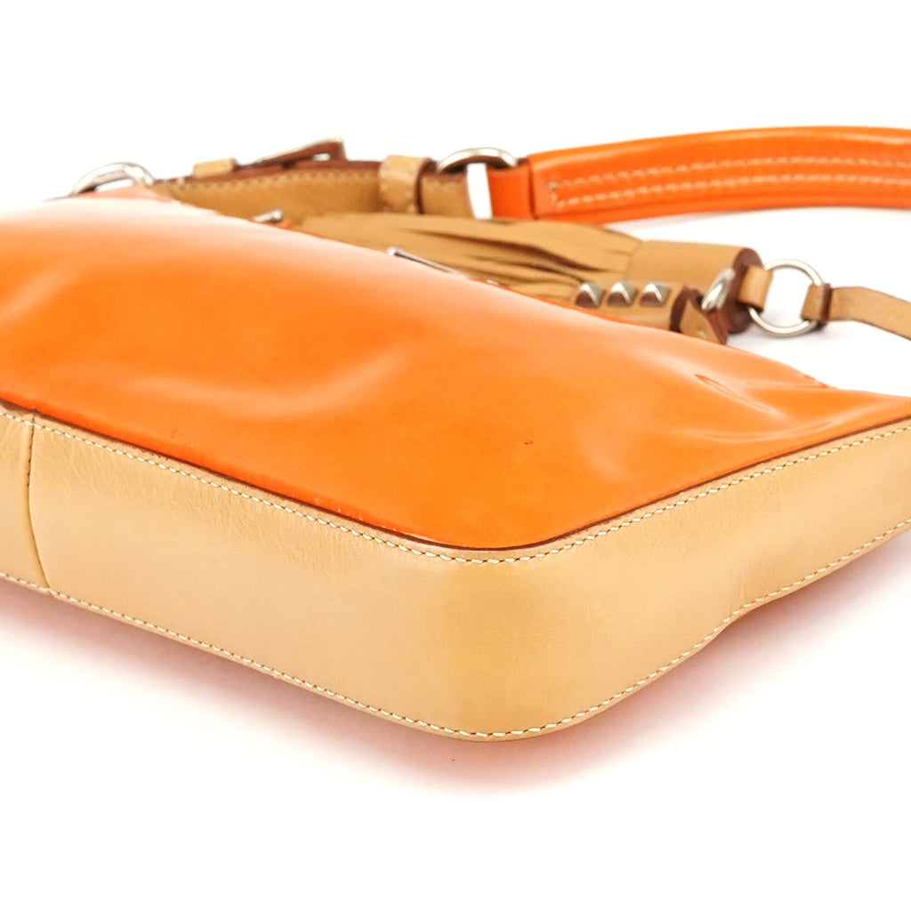 Orange Spazzolato Pochette Shoulder Bag