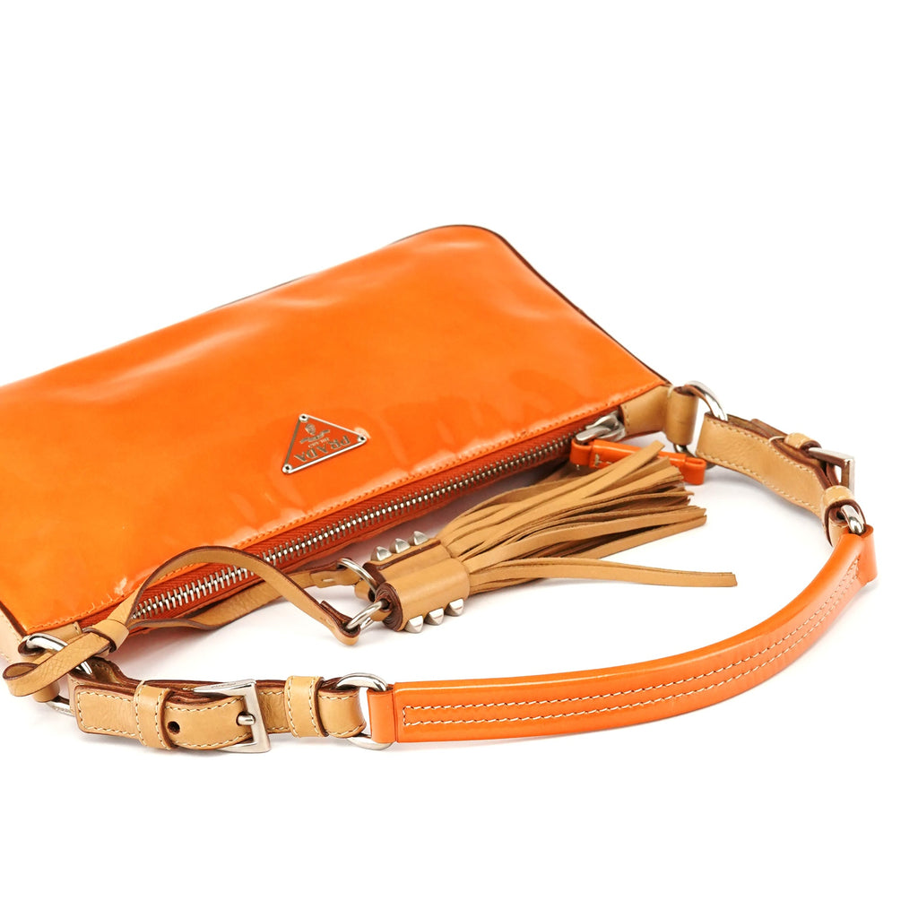Orange Spazzolato Pochette Shoulder Bag