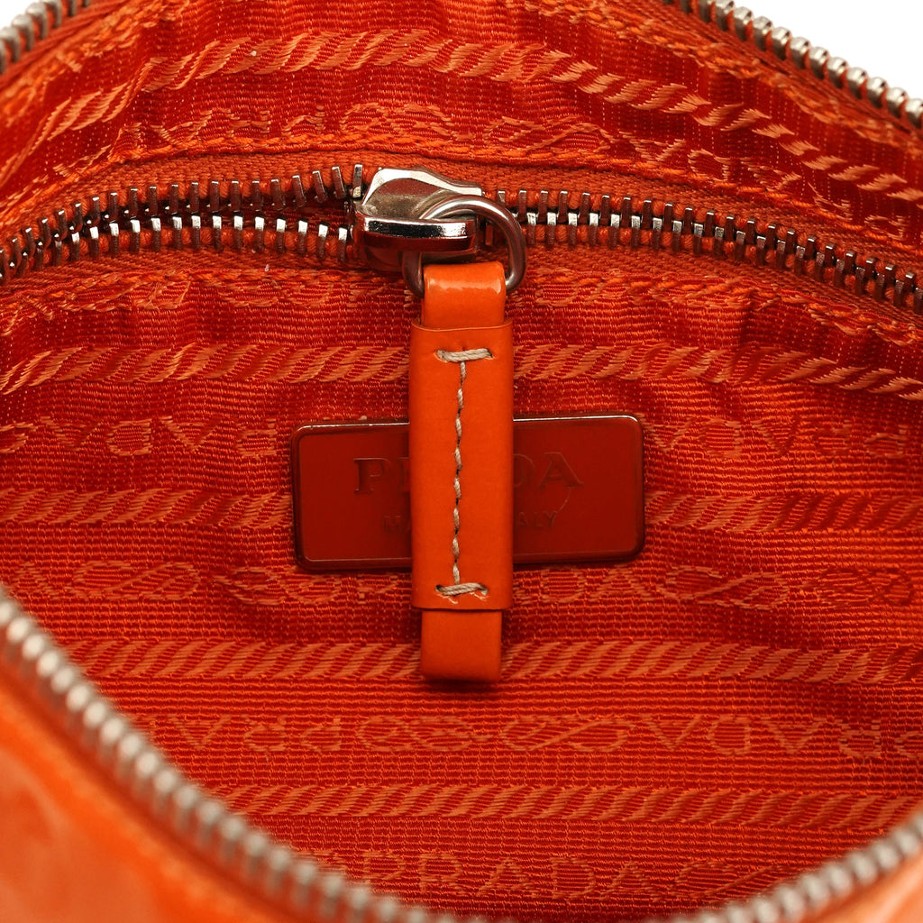 Orange Spazzolato Pochette Shoulder Bag