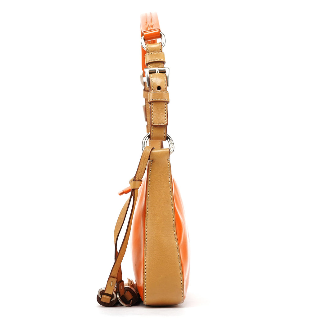 Orange Spazzolato Pochette Shoulder Bag