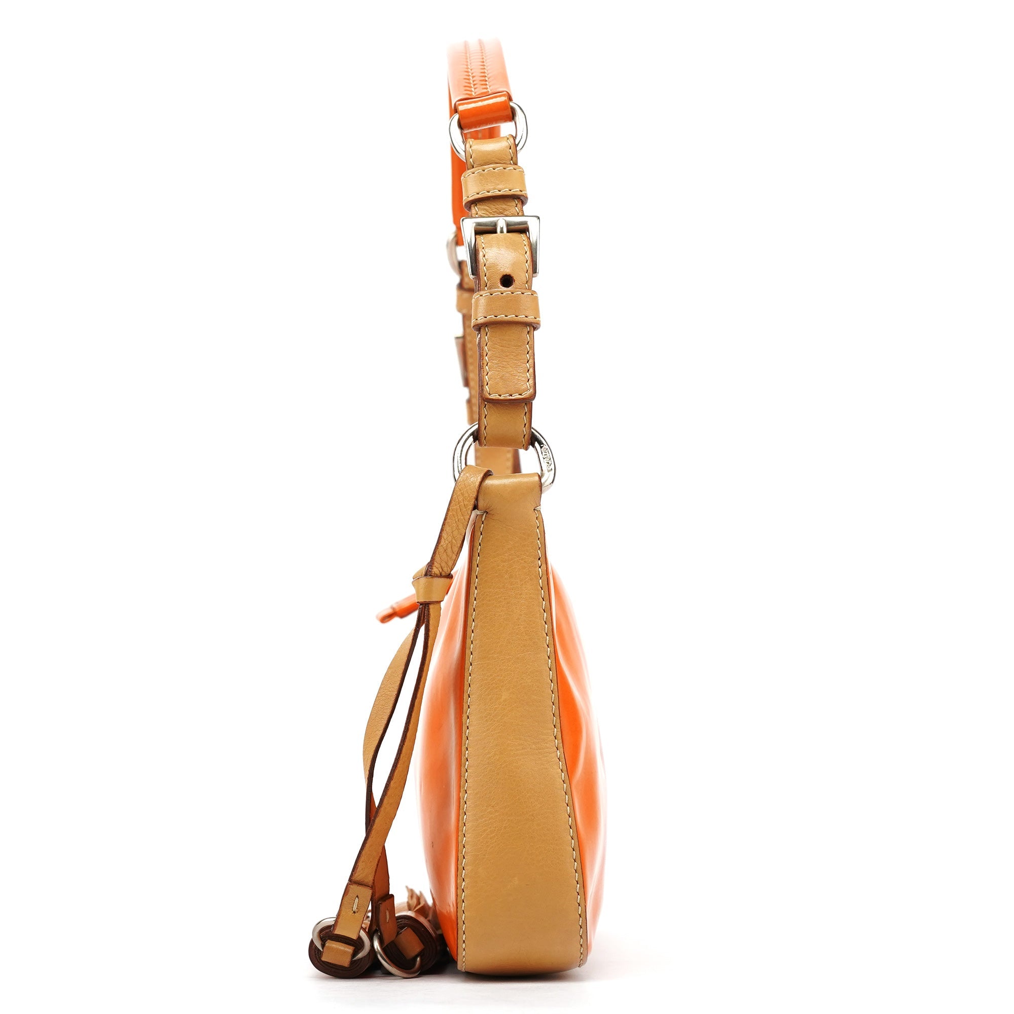Orange Spazzolato Pochette Shoulder Bag