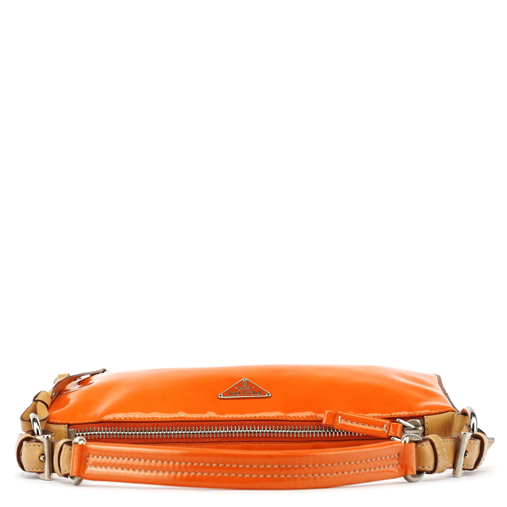 Orange Spazzolato Pochette Shoulder Bag