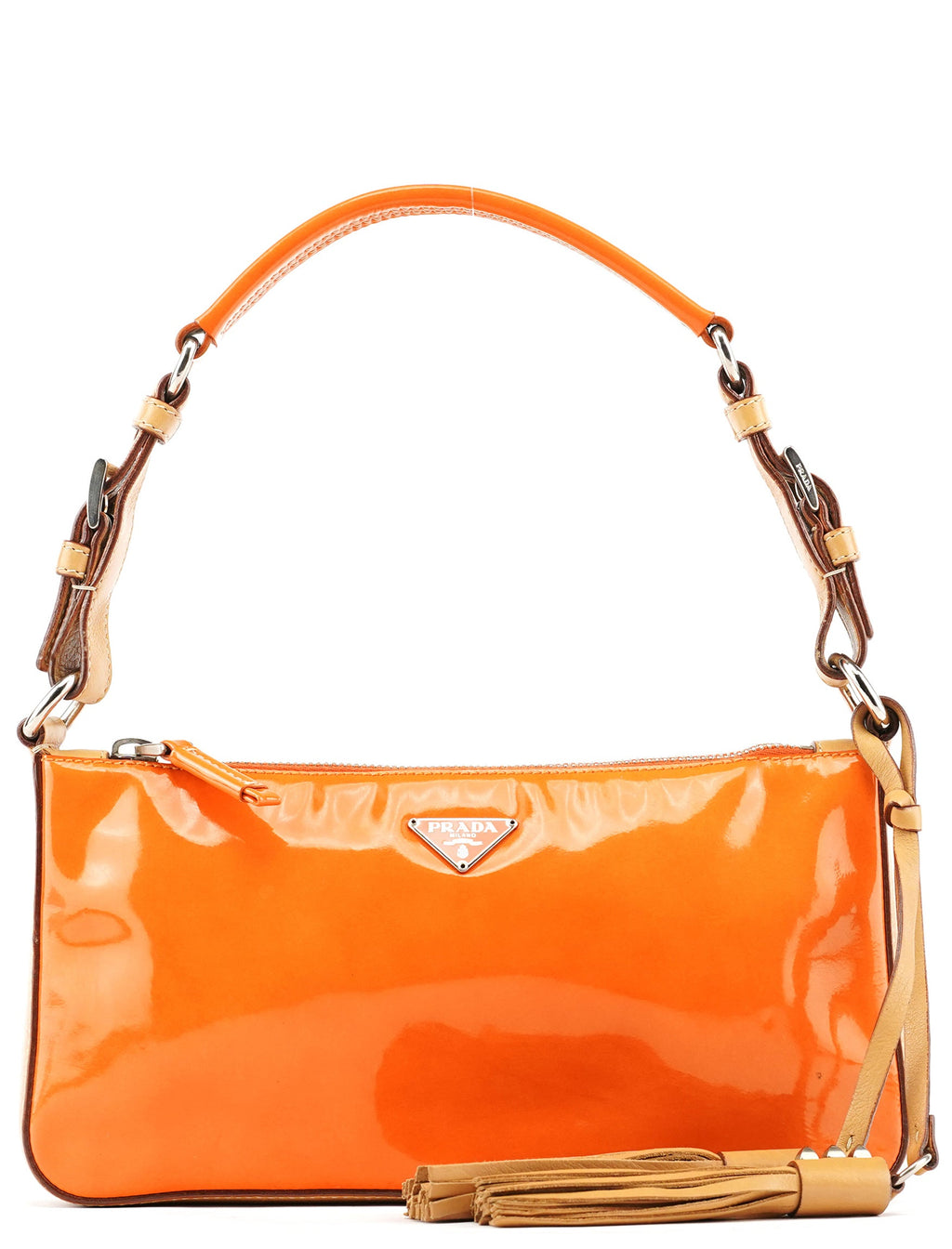 Orange Spazzolato Pochette Shoulder Bag