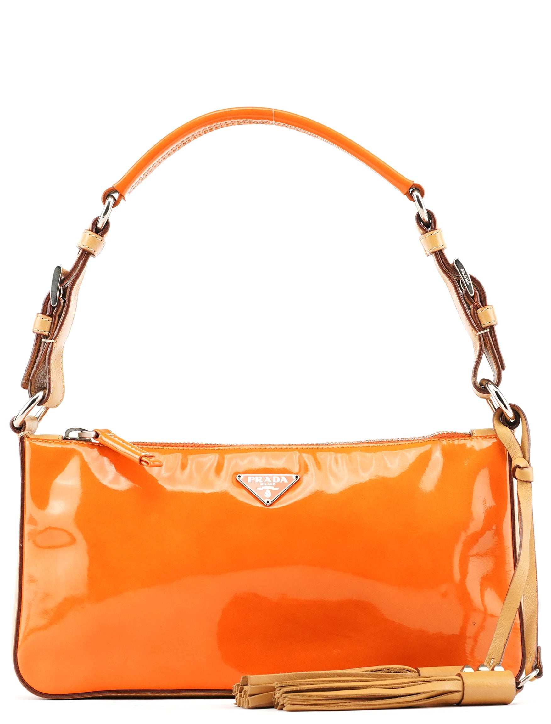 Orange Spazzolato Pochette Shoulder Bag