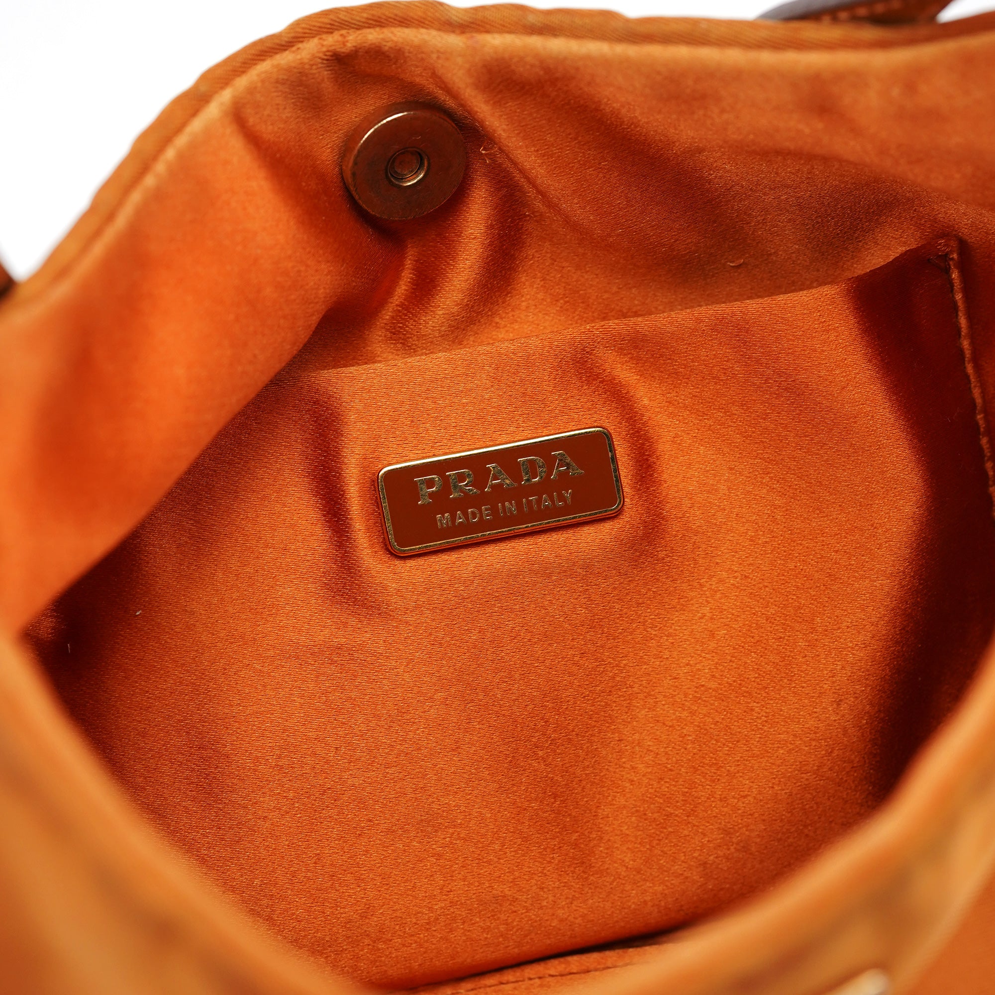 Orange Tessuto Chain Mini Hobo Bag