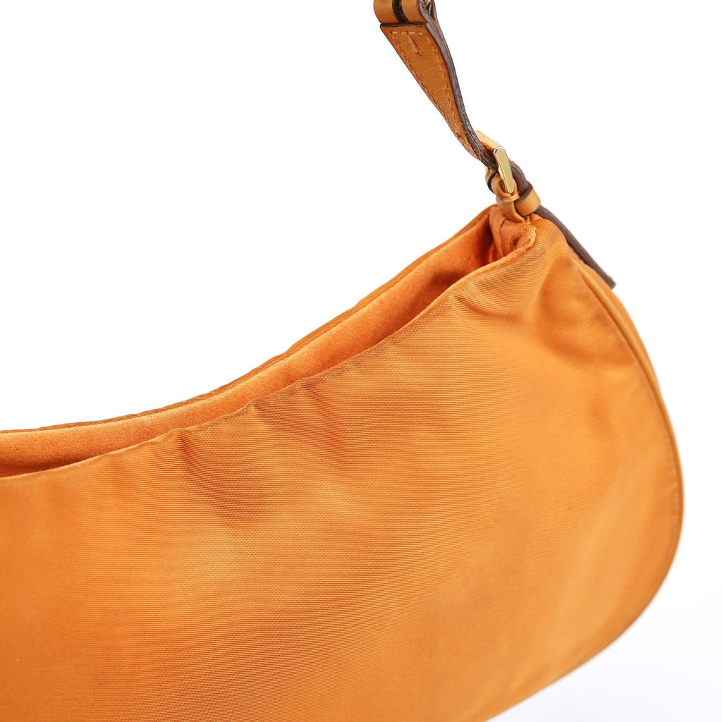Orange Tessuto Chain Mini Hobo Bag